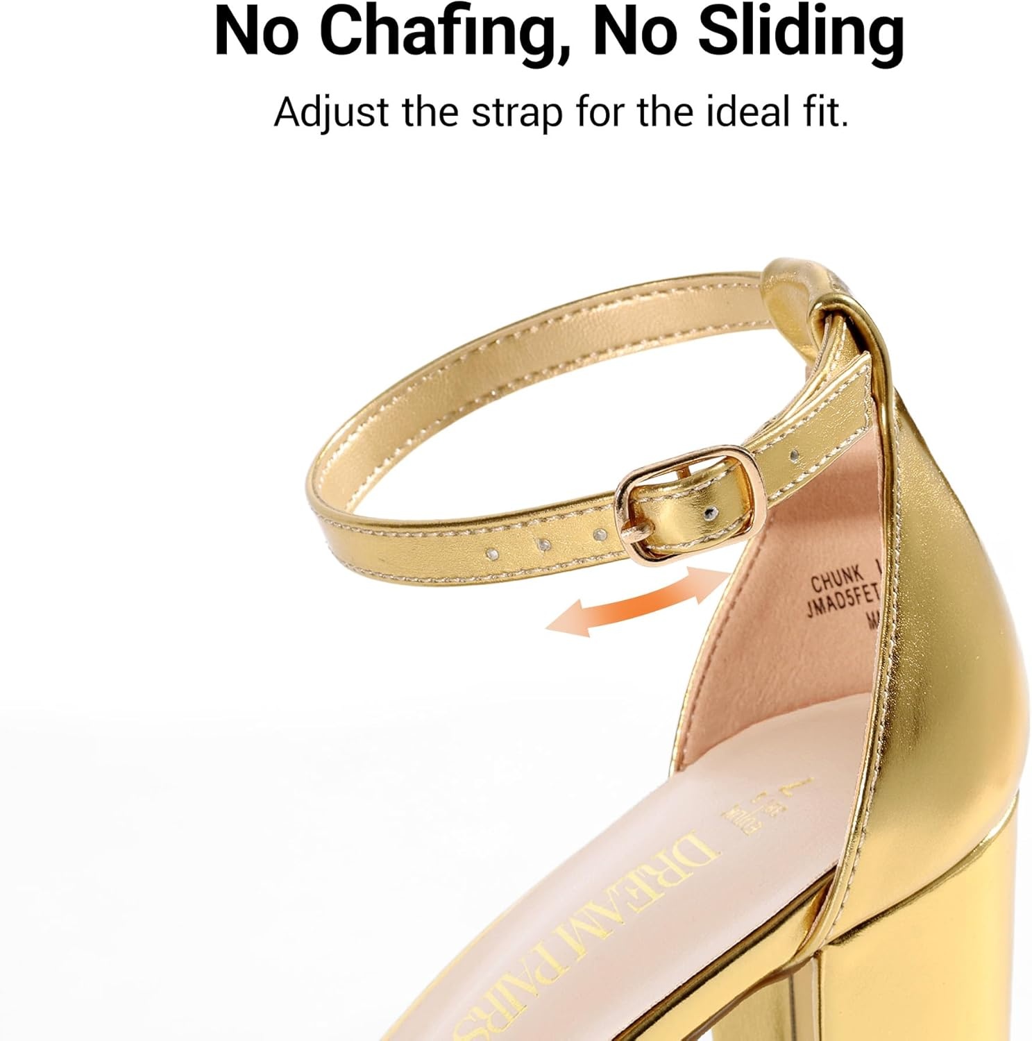 image:imageDREAM PAIRS Womens Chunky Block Heel Sandals Open Toe Ankle Strap Dress Shoes Comfortable Wedding Guest Heels for Party Prom and Formal EventsGoldmetallic