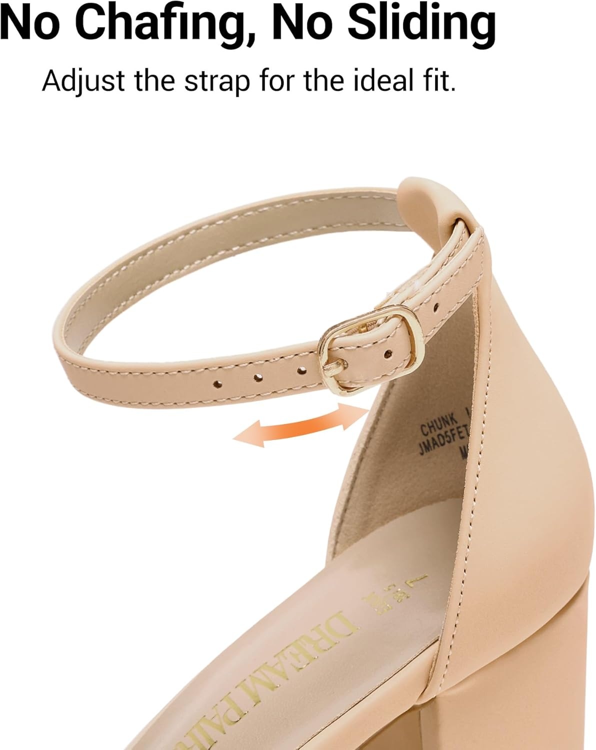 image:imageDREAM PAIRS Womens Chunky Block Heel Sandals Open Toe Ankle Strap Dress Shoes Comfortable Wedding Guest Heels for Party Prom and Formal EventsNudeNubuck