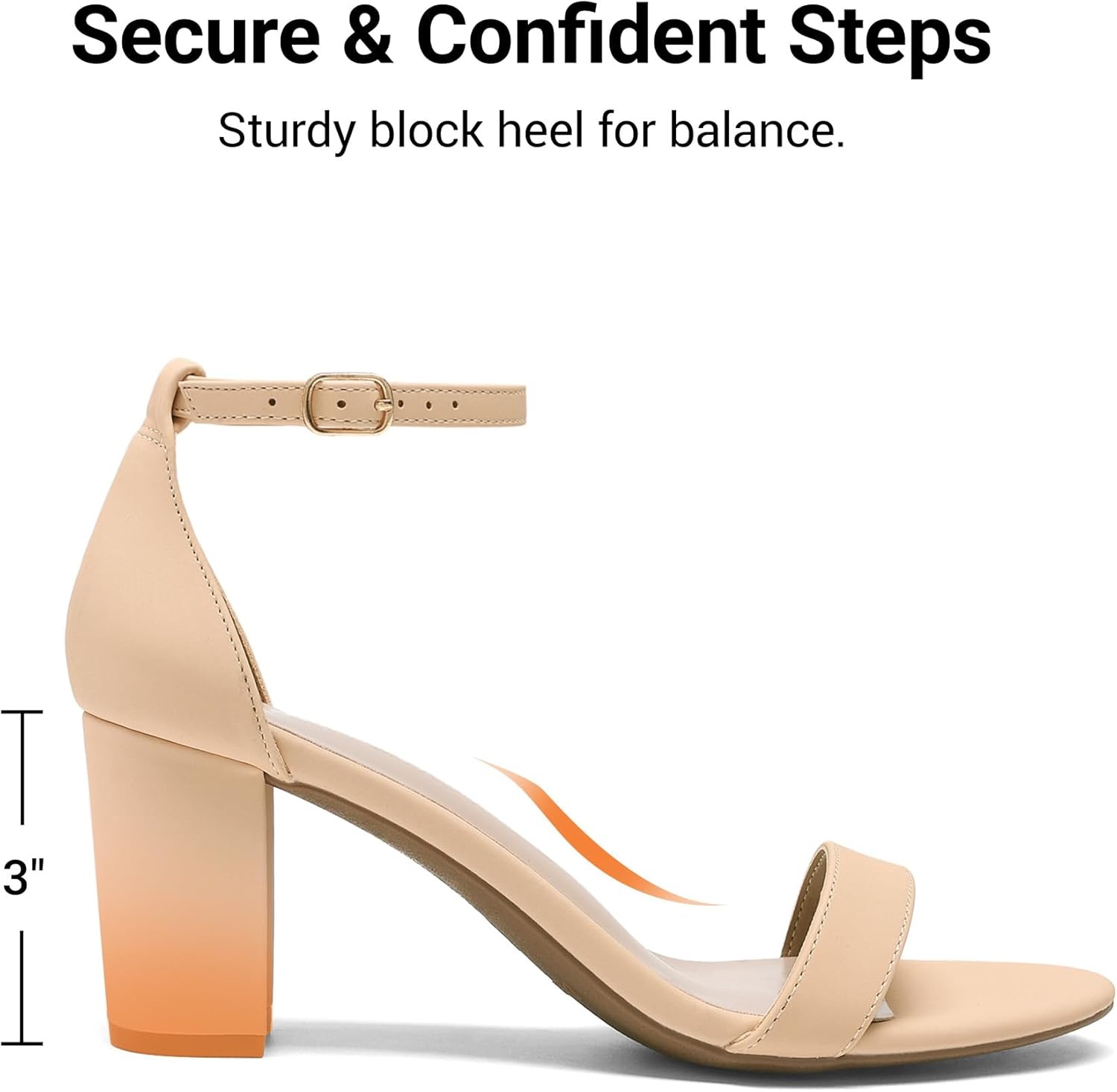 image:imageDREAM PAIRS Womens Chunky Block Heel Sandals Open Toe Ankle Strap Dress Shoes Comfortable Wedding Guest Heels for Party Prom and Formal EventsNudeNubuck