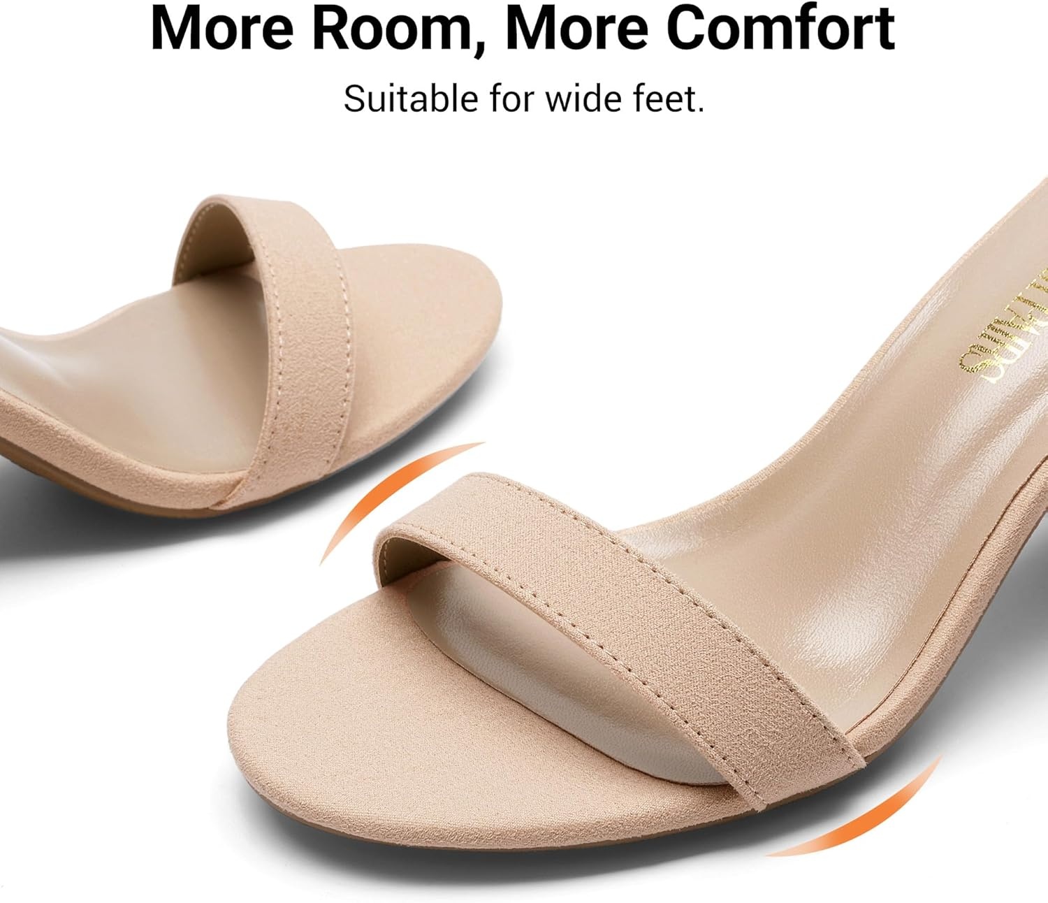 image:imageDREAM PAIRS Womens Chunky Block Heel Sandals Open Toe Ankle Strap Dress Shoes Comfortable Wedding Guest Heels for Party Prom and Formal EventsNudeSuede