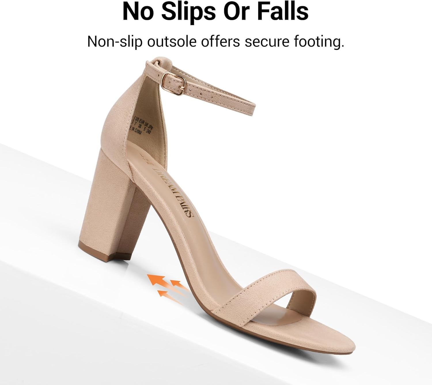 image:imageDREAM PAIRS Womens Chunky Block Heel Sandals Open Toe Ankle Strap Dress Shoes Comfortable Wedding Guest Heels for Party Prom and Formal EventsNudeSuede