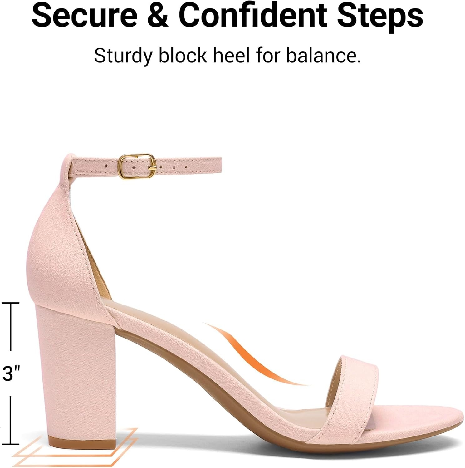 image:imageDREAM PAIRS Womens Chunky Block Heel Sandals Open Toe Ankle Strap Dress Shoes Comfortable Wedding Guest Heels for Party Prom and Formal EventsPink