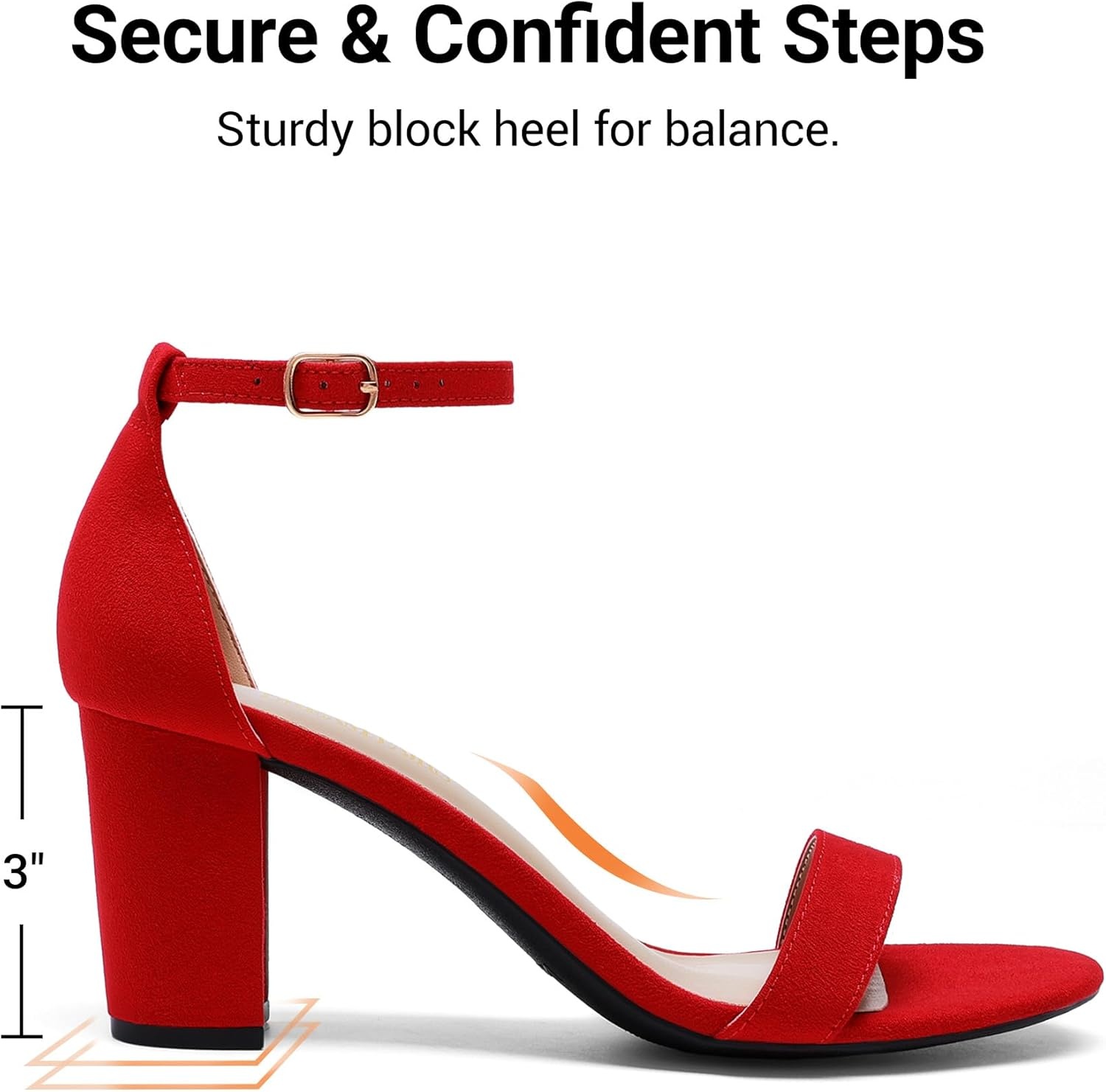 image:imageDREAM PAIRS Womens Chunky Block Heel Sandals Open Toe Ankle Strap Dress Shoes Comfortable Wedding Guest Heels for Party Prom and Formal EventsRed1