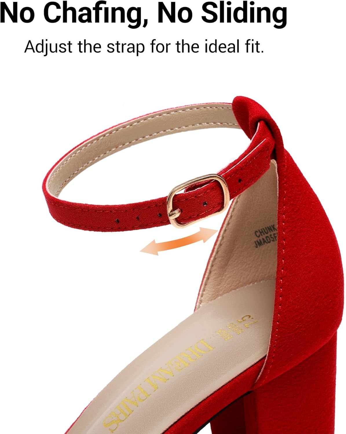 image:imageDREAM PAIRS Womens Chunky Block Heel Sandals Open Toe Ankle Strap Dress Shoes Comfortable Wedding Guest Heels for Party Prom and Formal EventsRed1