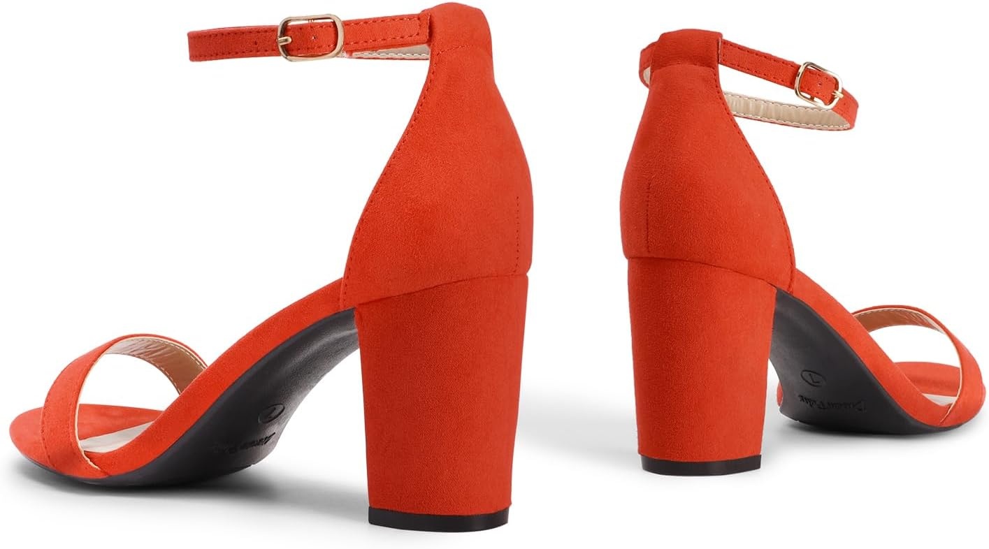 image:imageDREAM PAIRS Womens Chunky Block Heel Sandals Open Toe Ankle Strap Dress Shoes Comfortable Wedding Guest Heels for Party Prom and Formal EventsRedSuede