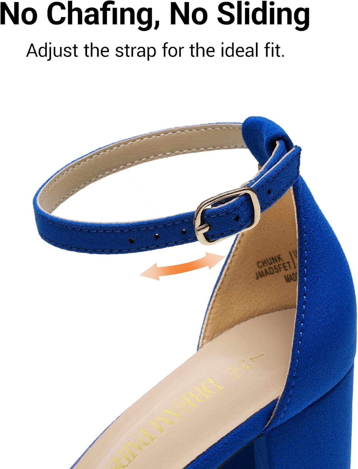 image:imageDREAM PAIRS Womens Chunky Block Heel Sandals Open Toe Ankle Strap Dress Shoes Comfortable Wedding Guest Heels for Party Prom and Formal EventsRoyalBlue