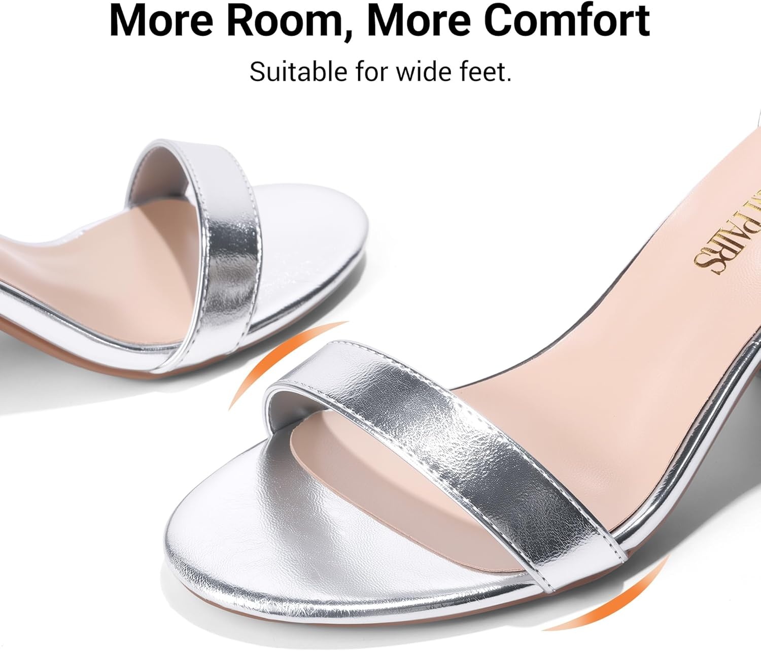 image:imageDREAM PAIRS Womens Chunky Block Heel Sandals Open Toe Ankle Strap Dress Shoes Comfortable Wedding Guest Heels for Party Prom and Formal EventsSilvermetallic