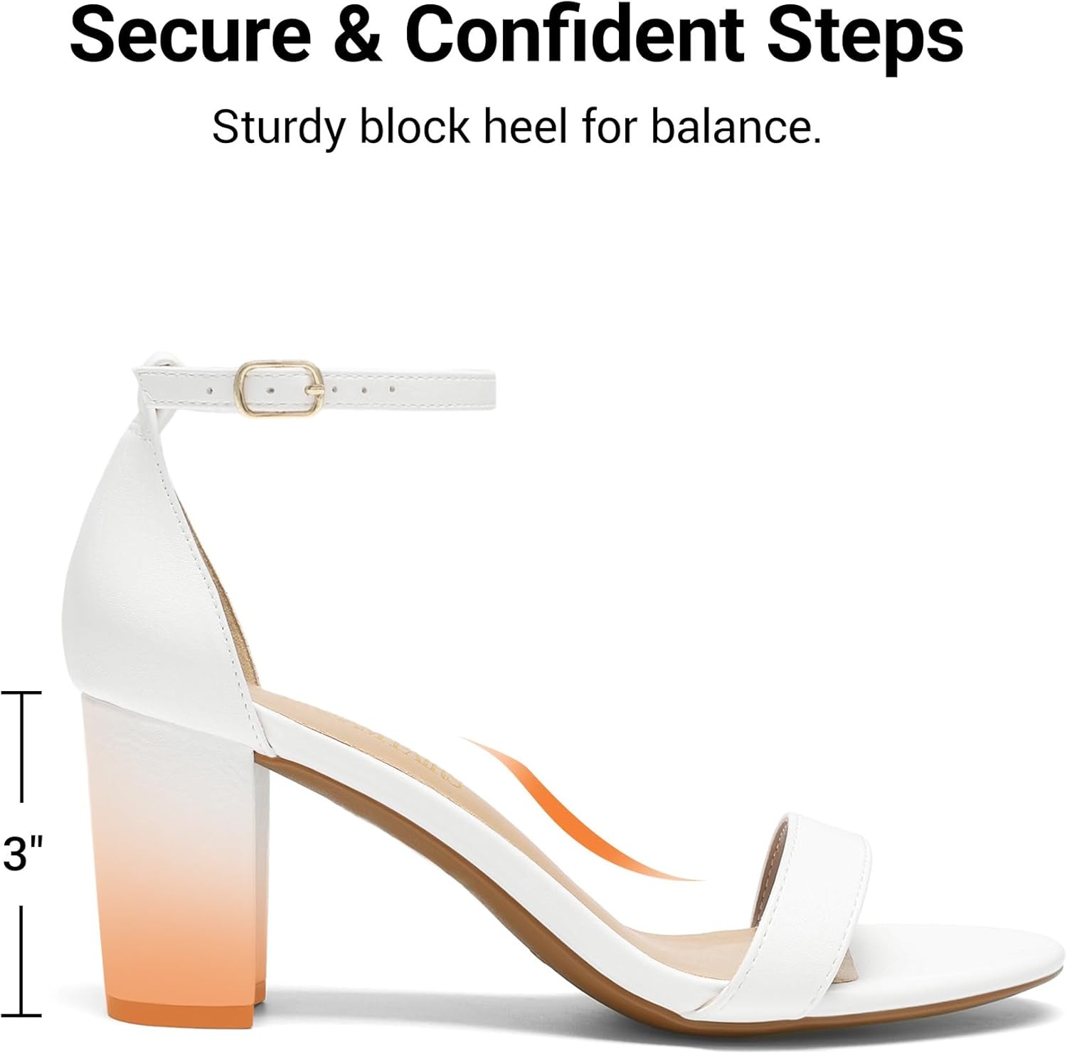 image:imageDREAM PAIRS Womens Chunky Block Heel Sandals Open Toe Ankle Strap Dress Shoes Comfortable Wedding Guest Heels for Party Prom and Formal EventsWhitePu