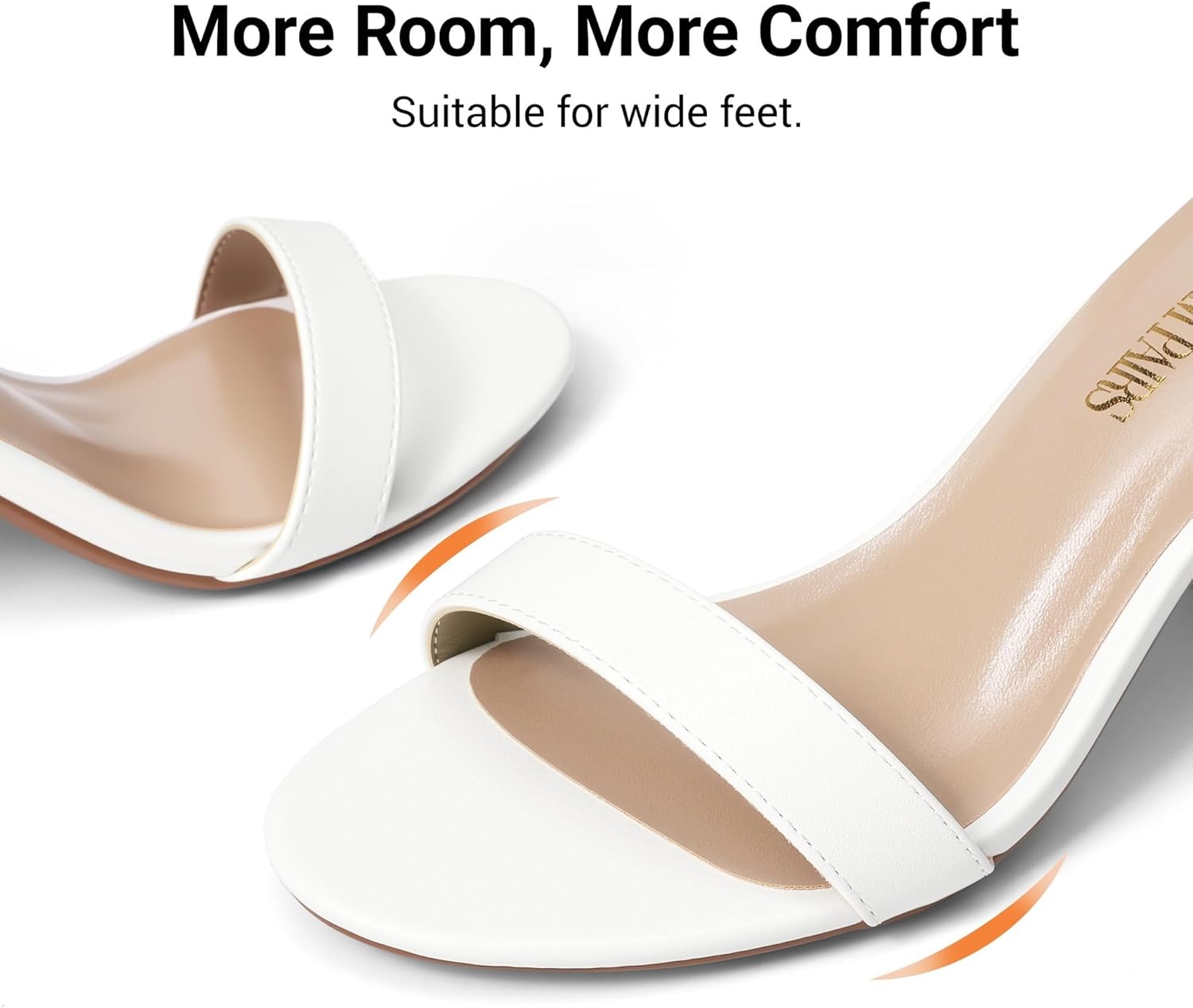 image:imageDREAM PAIRS Womens Chunky Block Heel Sandals Open Toe Ankle Strap Dress Shoes Comfortable Wedding Guest Heels for Party Prom and Formal EventsWhitePu