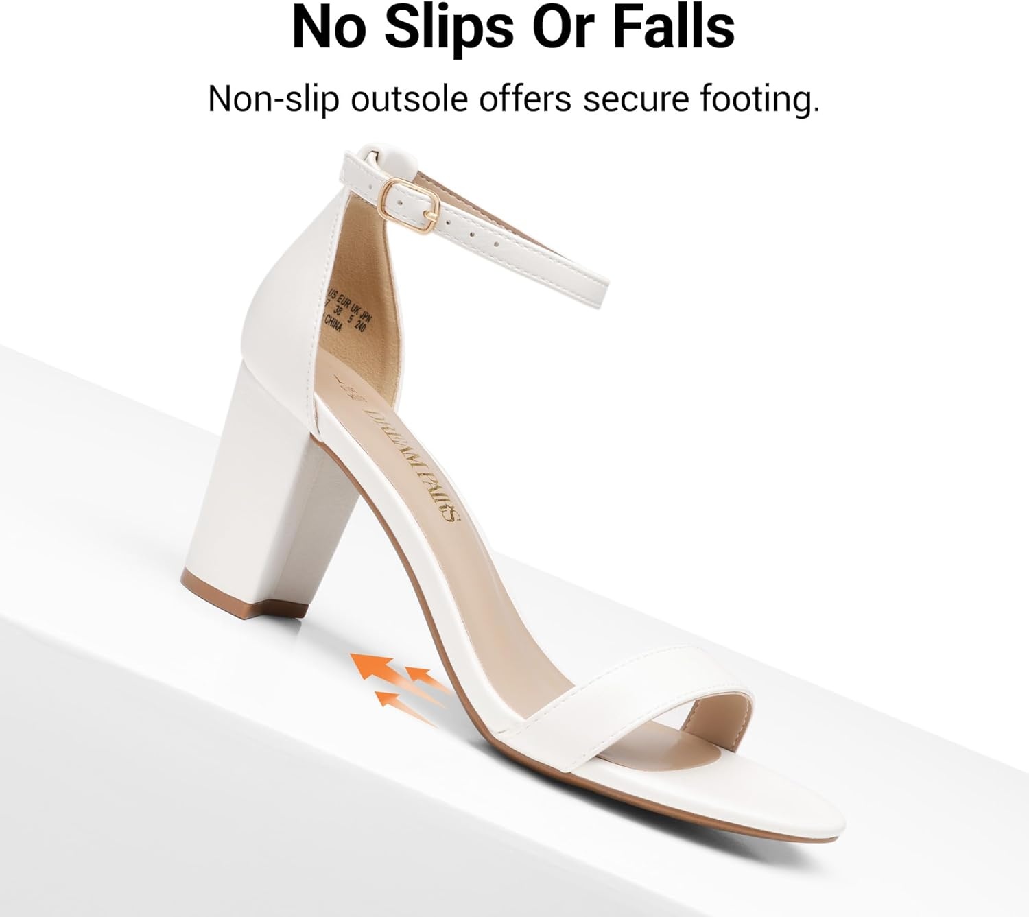 image:imageDREAM PAIRS Womens Chunky Block Heel Sandals Open Toe Ankle Strap Dress Shoes Comfortable Wedding Guest Heels for Party Prom and Formal EventsWhitePu