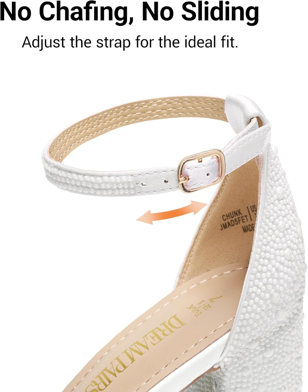 image:imageDREAM PAIRS Womens Chunky Block Heel Sandals Open Toe Ankle Strap Dress Shoes Comfortable Wedding Guest Heels for Party Prom and Formal EventsWhitepearl