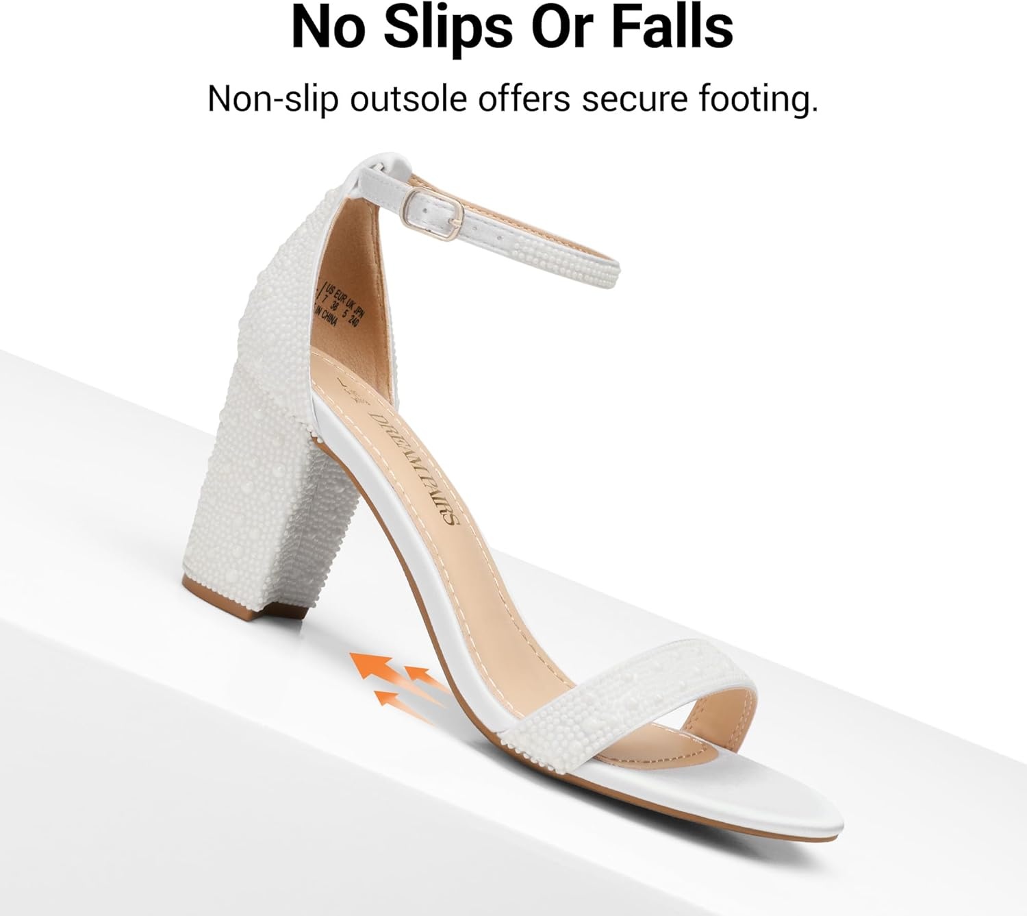 image:imageDREAM PAIRS Womens Chunky Block Heel Sandals Open Toe Ankle Strap Dress Shoes Comfortable Wedding Guest Heels for Party Prom and Formal EventsWhitepearl