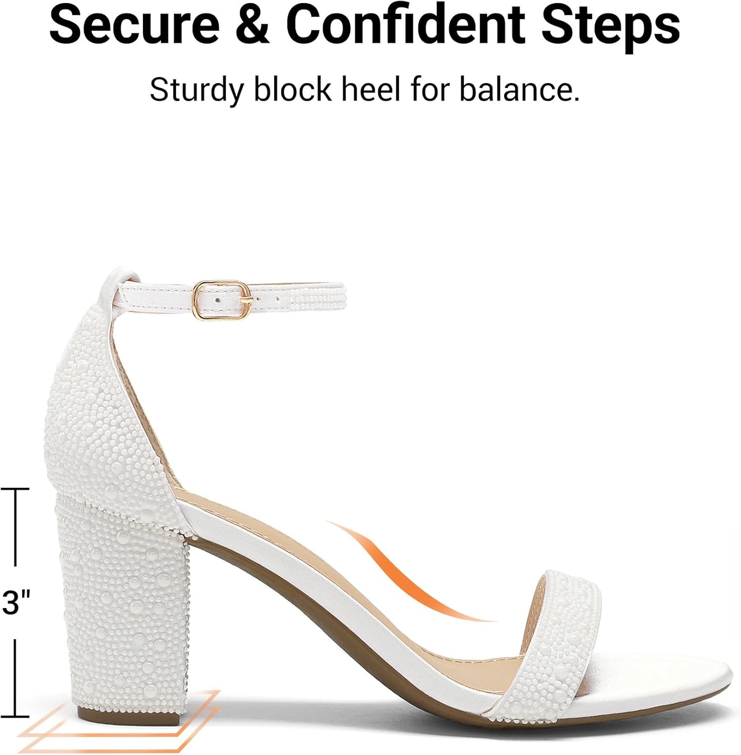 image:imageDREAM PAIRS Womens Chunky Block Heel Sandals Open Toe Ankle Strap Dress Shoes Comfortable Wedding Guest Heels for Party Prom and Formal EventsWhitepearl