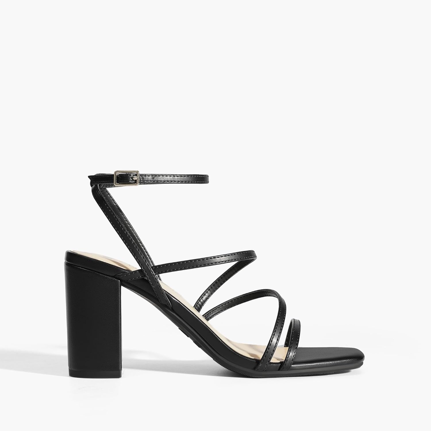 image:imageDREAM PAIRS Womens Heels Chunky Block Strappy Square Open Toe Ankle Buckle 315 Inch Heeled Sandals Wedding Party Dress Prom ShoesBlack