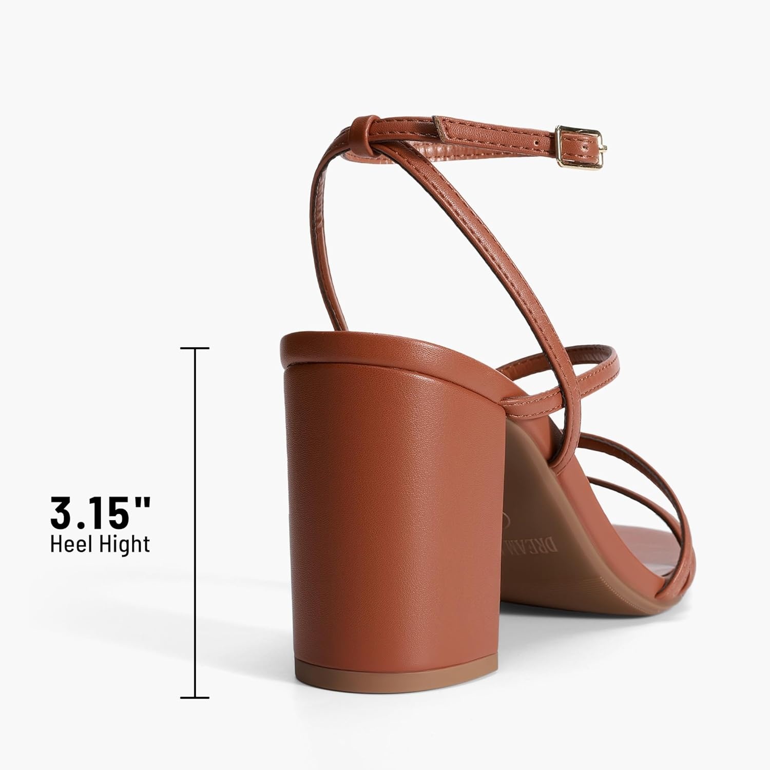image:imageDREAM PAIRS Womens Heels Chunky Block Strappy Square Open Toe Ankle Buckle 315 Inch Heeled Sandals Wedding Party Dress Prom ShoesBrown