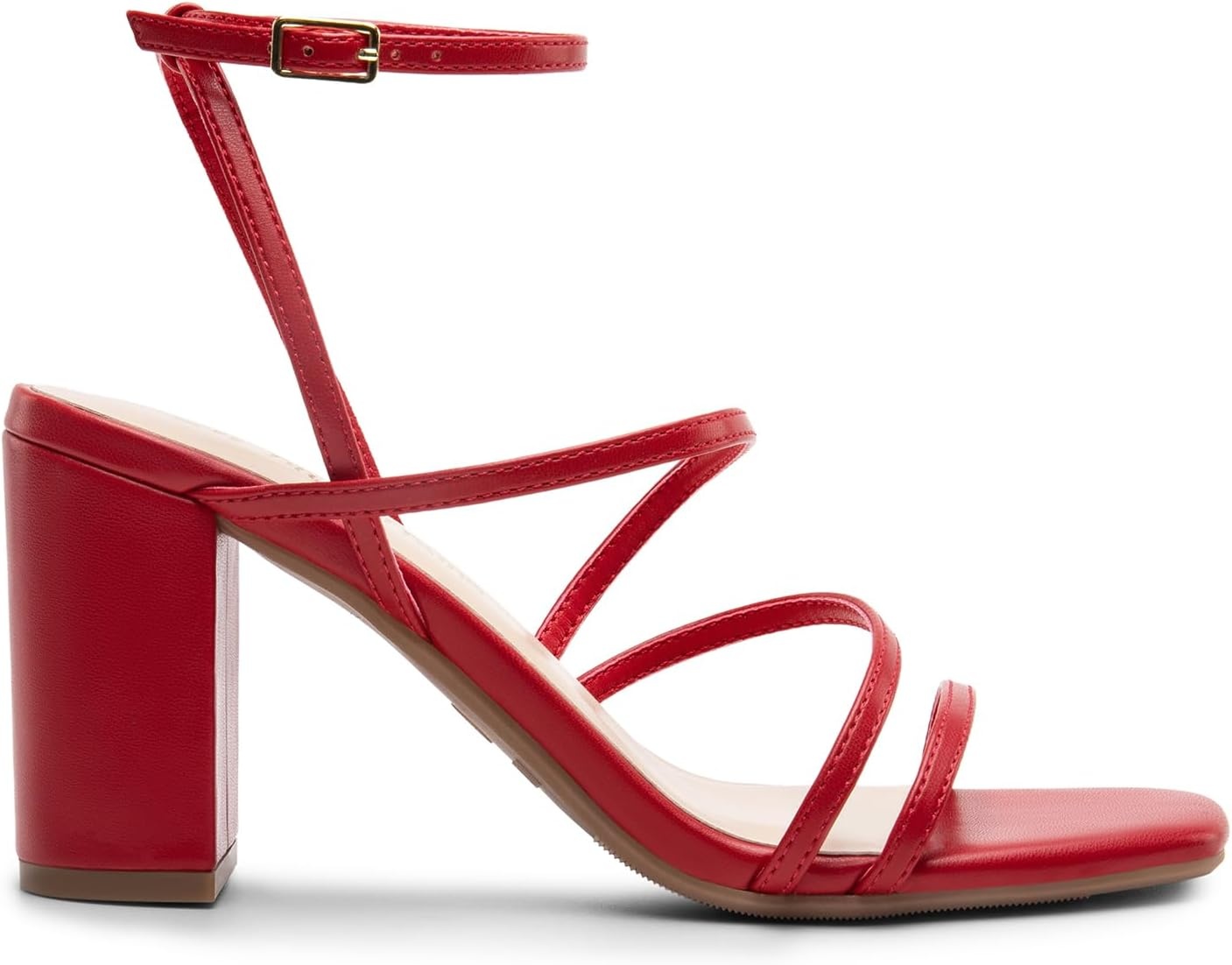image:imageDREAM PAIRS Womens Heels Chunky Block Strappy Square Open Toe Ankle Buckle 315 Inch Heeled Sandals Wedding Party Dress Prom ShoesRedpu