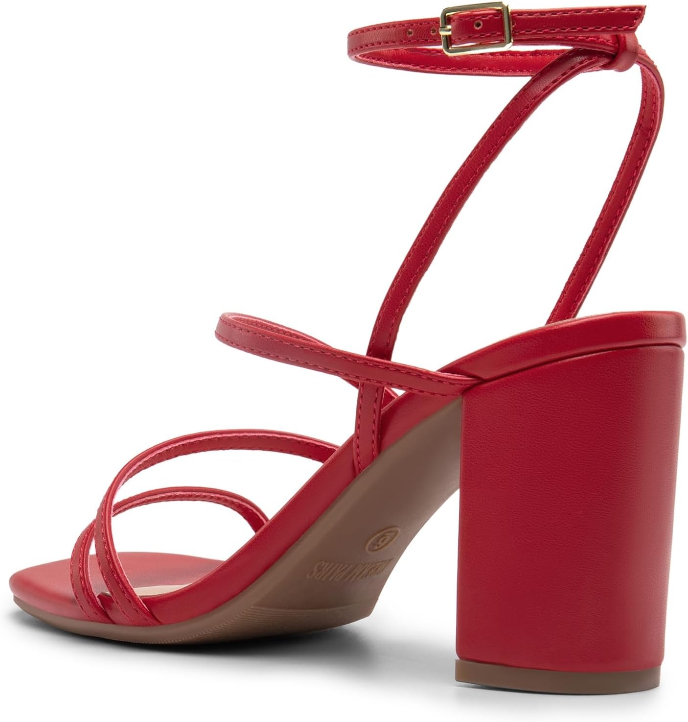 image:imageDREAM PAIRS Womens Heels Chunky Block Strappy Square Open Toe Ankle Buckle 315 Inch Heeled Sandals Wedding Party Dress Prom ShoesRedpu