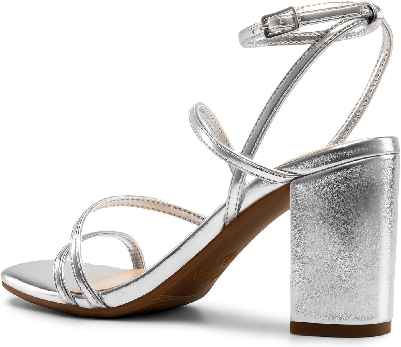 image:imageDREAM PAIRS Womens Heels Chunky Block Strappy Square Open Toe Ankle Buckle 315 Inch Heeled Sandals Wedding Party Dress Prom ShoesSilverpu
