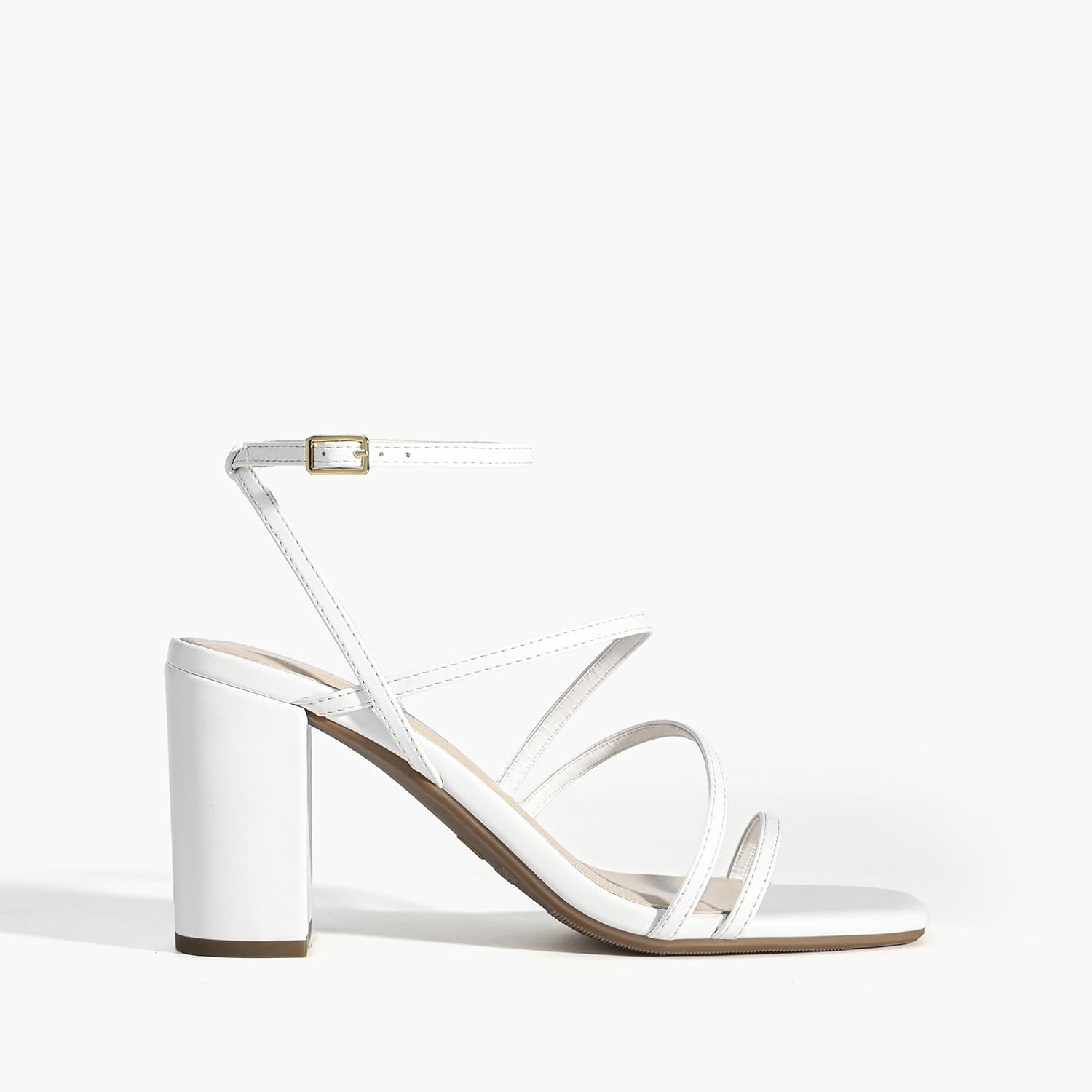 image:imageDREAM PAIRS Womens Heels Chunky Block Strappy Square Open Toe Ankle Buckle 315 Inch Heeled Sandals Wedding Party Dress Prom ShoesWhite