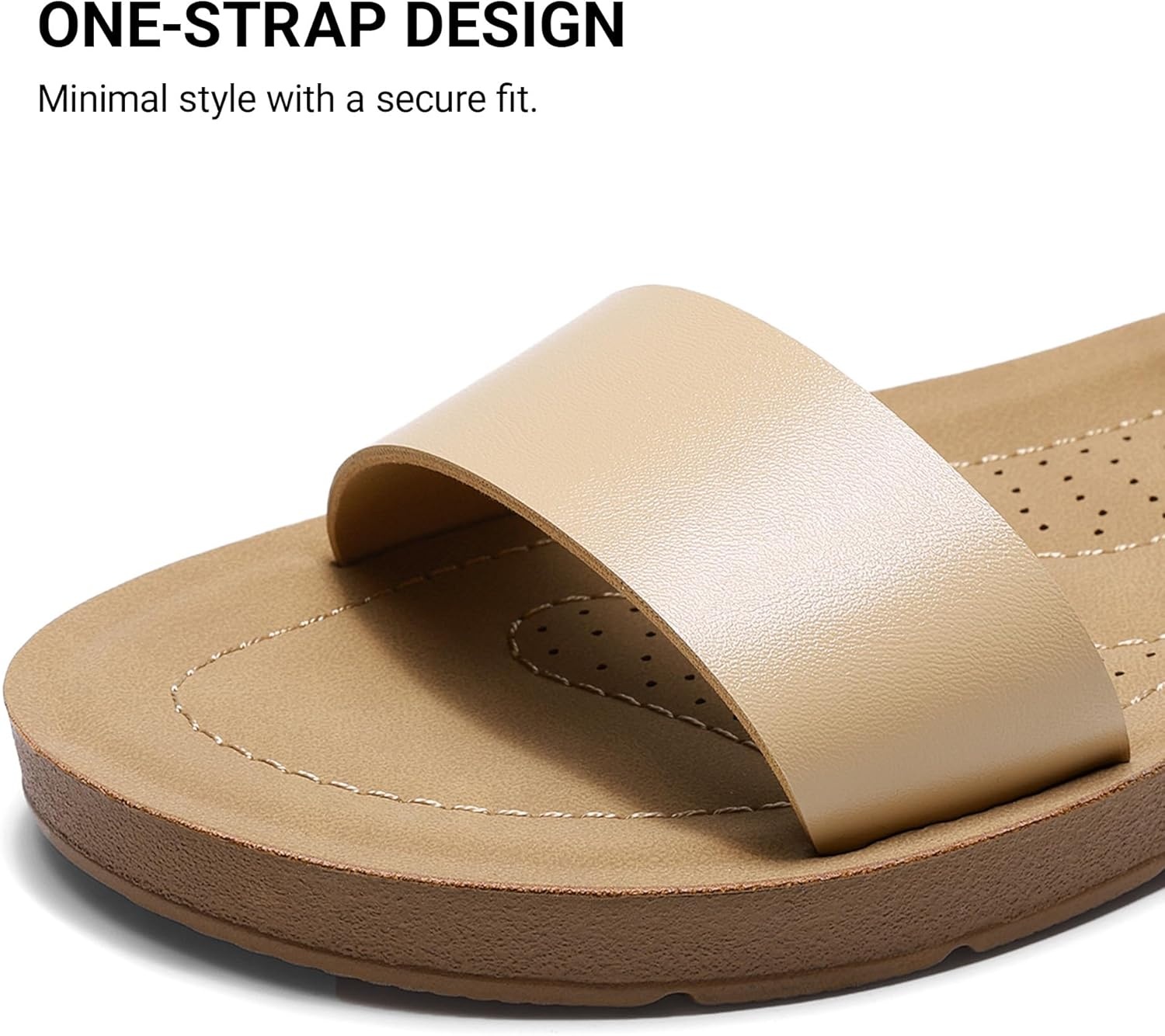 image:imageDREAM PAIRS Womens One Band Ankle Strap Buckle Flat SandalsNude