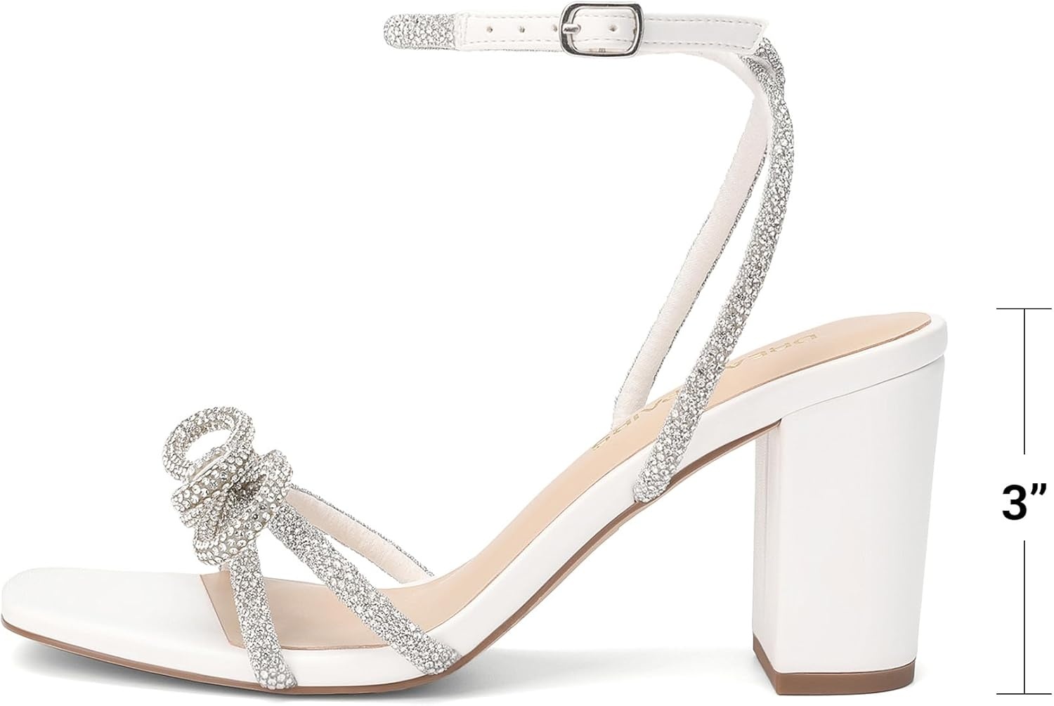 image:imageDREAM PAIRS Womens Wedding Party Bridal Prom Bow Knot Chunky Block Dressy Heels Square Toe Slingback with Ankle Buckle Fashion Sandals Comfortable Shoes 2026White