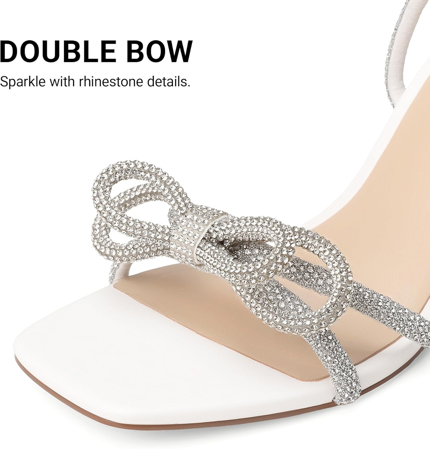 image:imageDREAM PAIRS Womens Wedding Party Bridal Prom Bow Knot Chunky Block Dressy Heels Square Toe Slingback with Ankle Buckle Fashion Sandals Comfortable Shoes 2026White