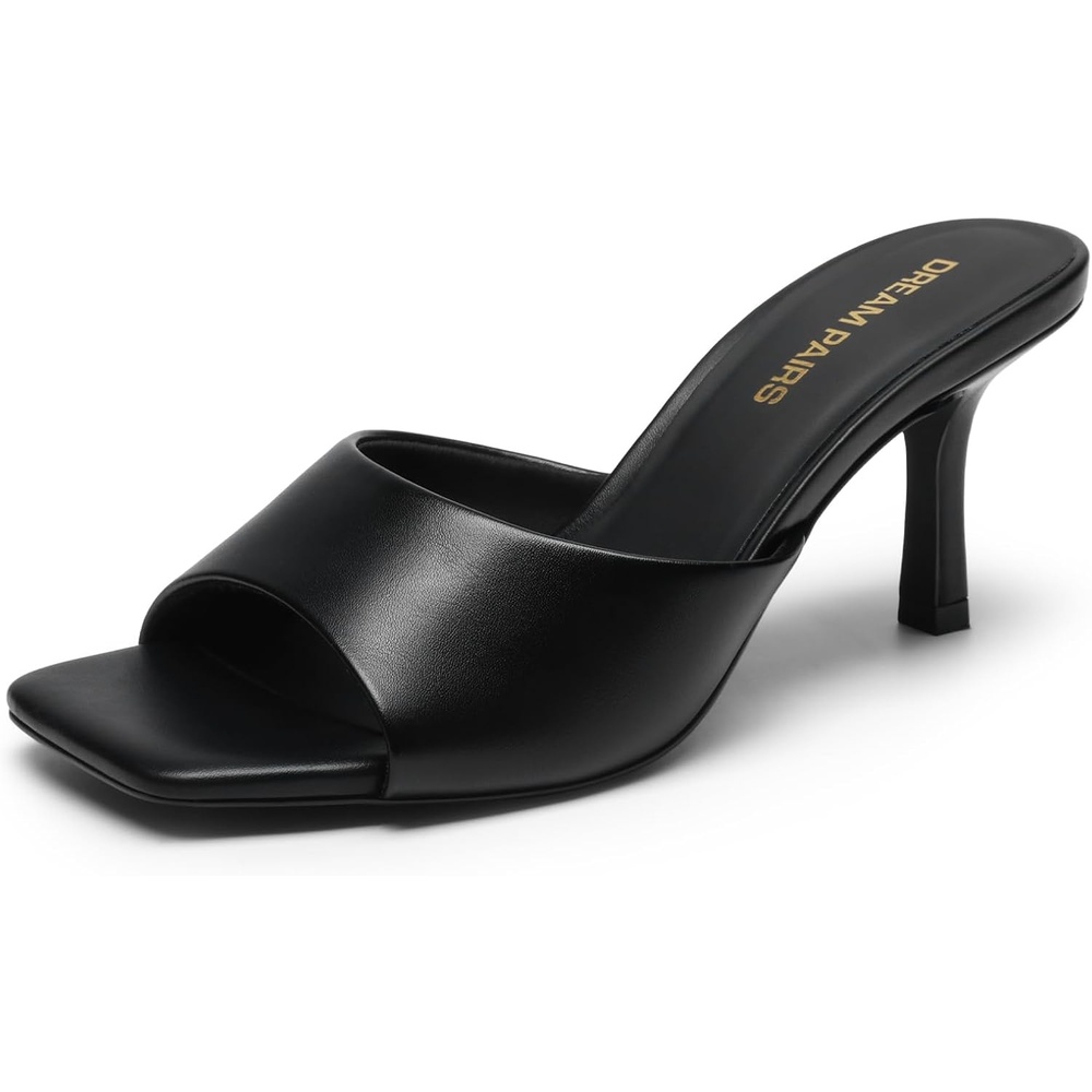 image:imageDREAM PAIRS 2026 Womens Kitten Heels Sandals Square Toe Slip On Low Heels Heeled Mules Footwear for Everyday Dressy amp Casual OccasionsBlackpu