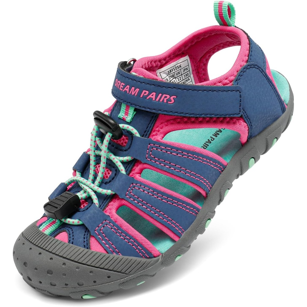 image:imageDREAM PAIRS Boys Girls ClosedToe Outdoor Summer Water Sport Sandals for ToddlerLittleBig KidBlueFuchsiaMint