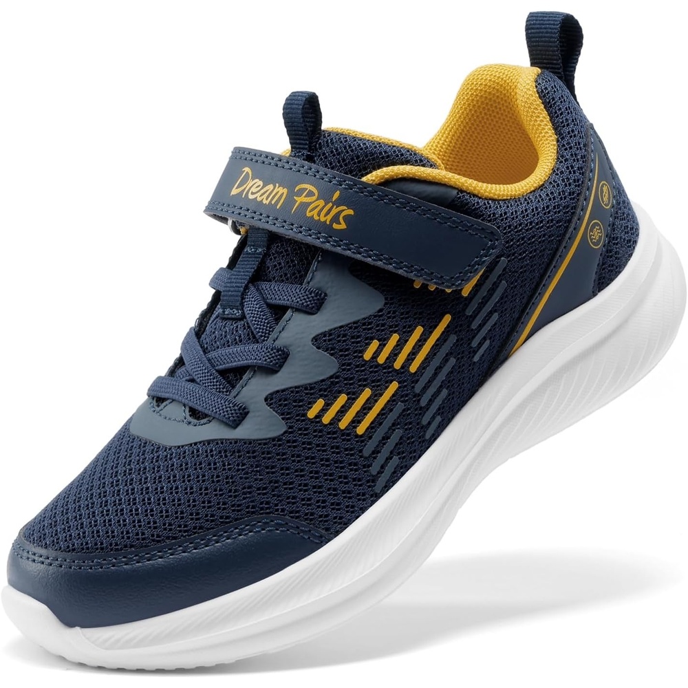 image:imageDREAM PAIRS Boys Girls Shoes Kids Tennis Running Gym Athletic Sneakers Breathable Lightweight for Little Big KidDark BlueYellow