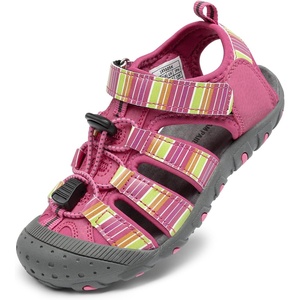 DREAM PAIRS Boys Girls Closed-Toe Outdoor Summer Water Sport Sandals for Toddler/Little/Big Kid(Fuchsia/Multi/Grey)
