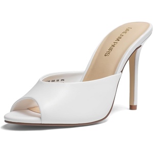 DREAM PAIRS Mule Heels for Women High Heels Stiletto Open Round Peep Toe Mules Sandals Slip on Dress Shoes 2026 Sexy Heeled for Party Dressy Prom Wedding(White)