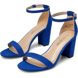 DREAM PAIRS Women’s Chunky Block Heel Sandals, Open Toe Ankle Strap Dress Shoes, Comfortable Wedding Guest Heels for Party, Prom and Formal Events(Royal/Blue)