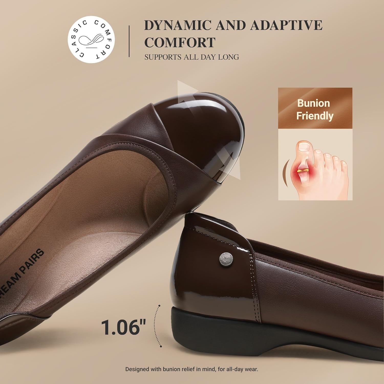 image:imageDREAM PAIRS Womens Ballet Flats Work Office Dress Shoes Comfortable Dressy Casual Flats for WomenBrown