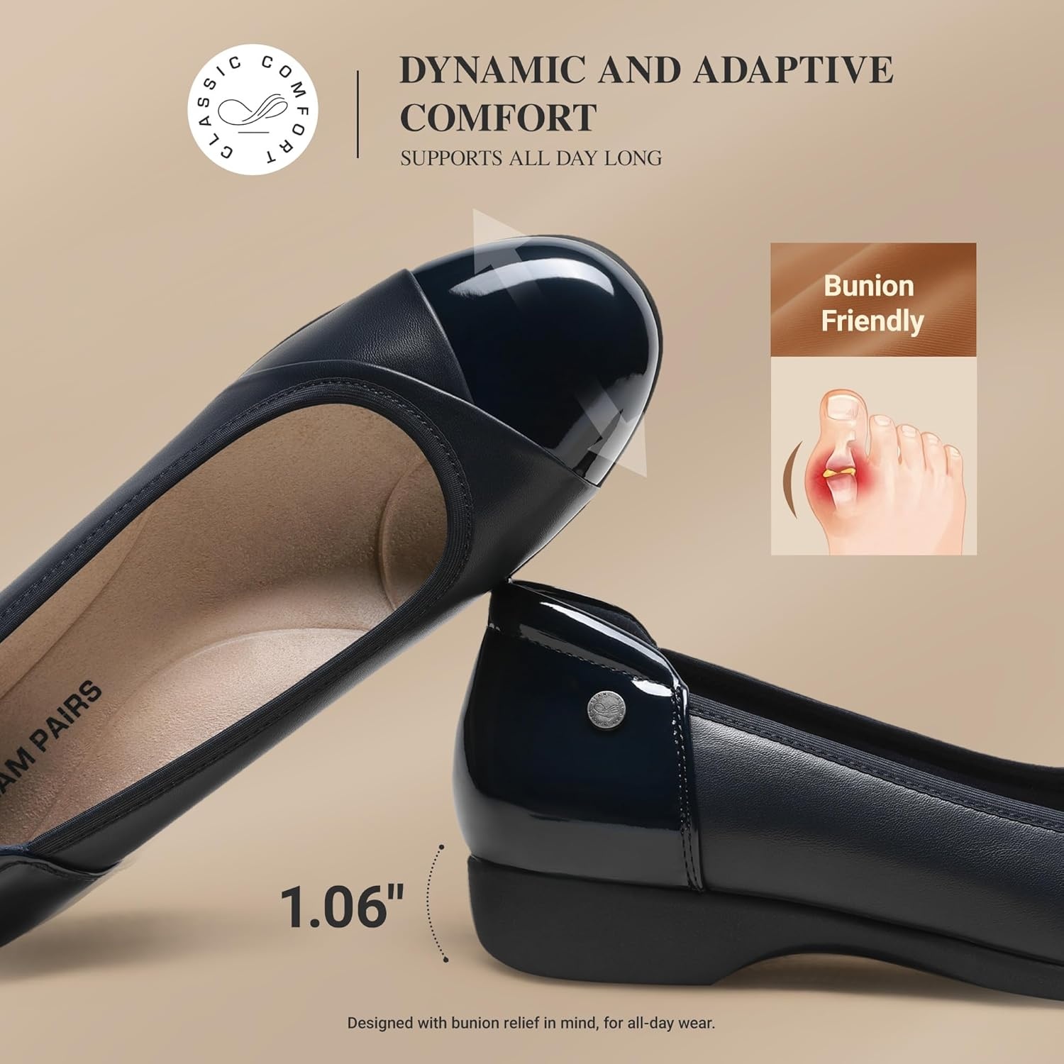 image:imageDREAM PAIRS Womens Ballet Flats Work Office Dress Shoes Comfortable Dressy Casual Flats for WomenNavy