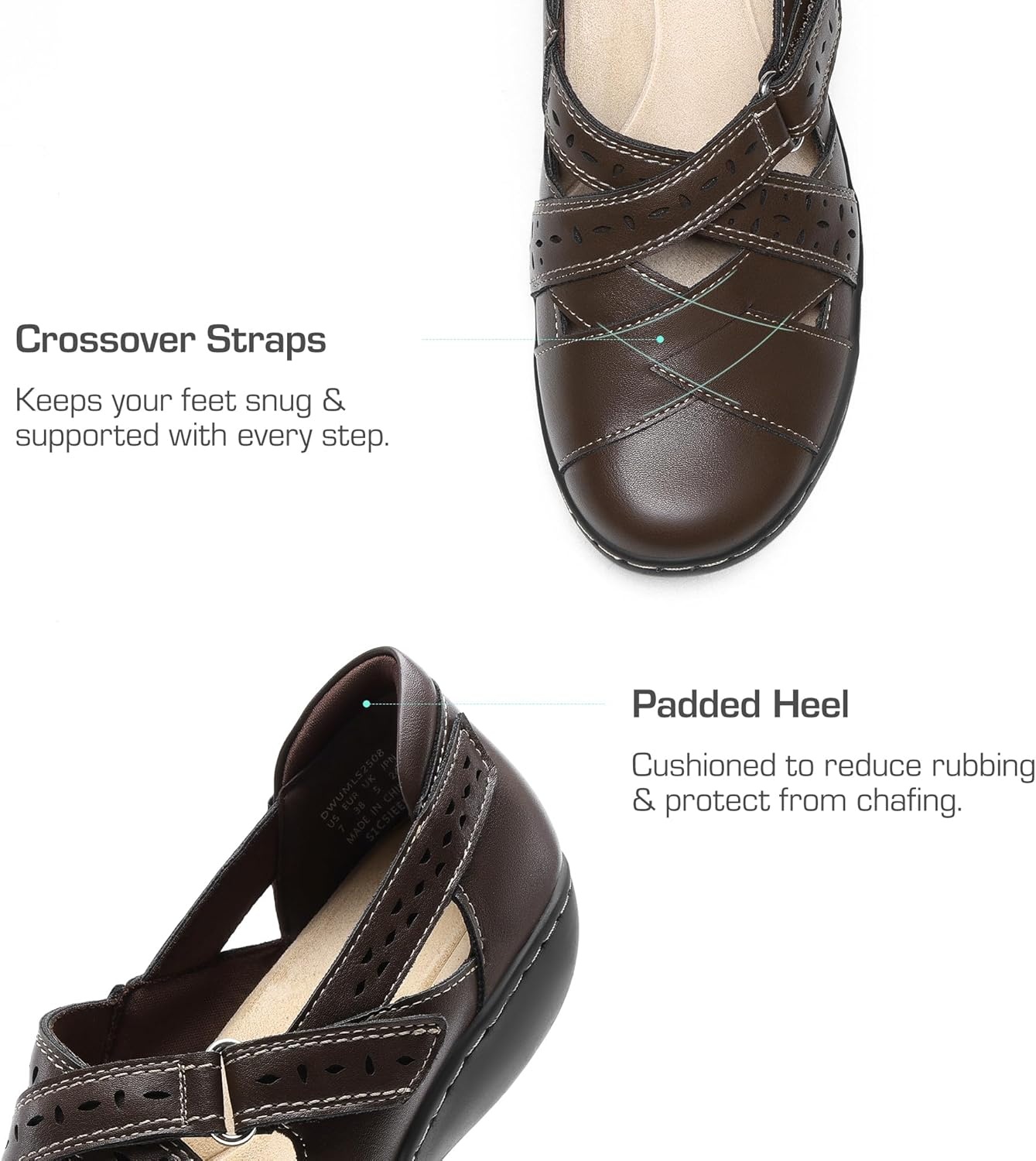 image:imageDREAM PAIRS Womens Loafers Slip On Comfortable Casual Orthopedic Walking Flats Work Shoes Closed Toe Sandals with Arch SupportBrown