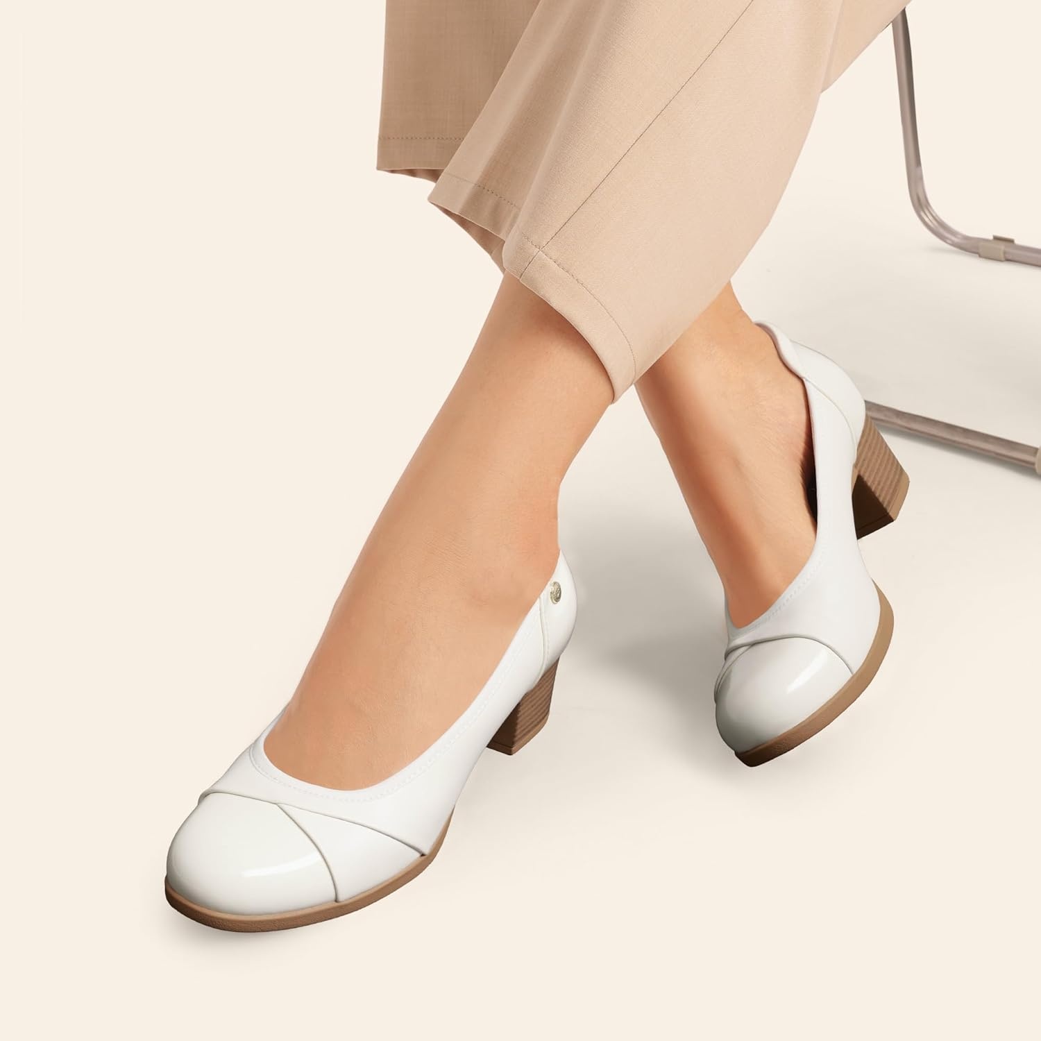 image:imageDREAM PAIRS Womens Pumps Low Chunky Block Closed Toe Shoes Work Comfortable Heels Round Toe DressWhite