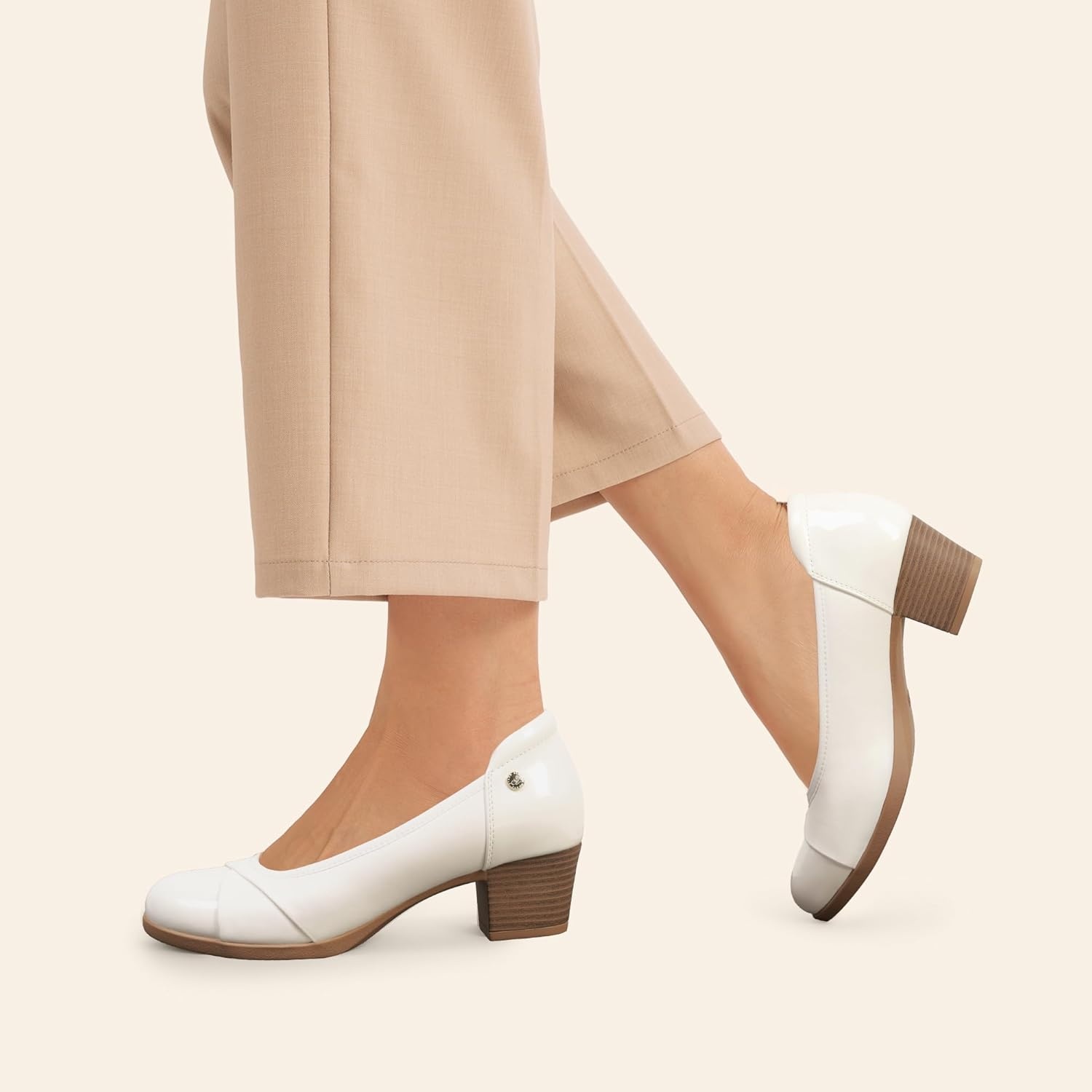 image:imageDREAM PAIRS Womens Pumps Low Chunky Block Closed Toe Shoes Work Comfortable Heels Round Toe DressWhite