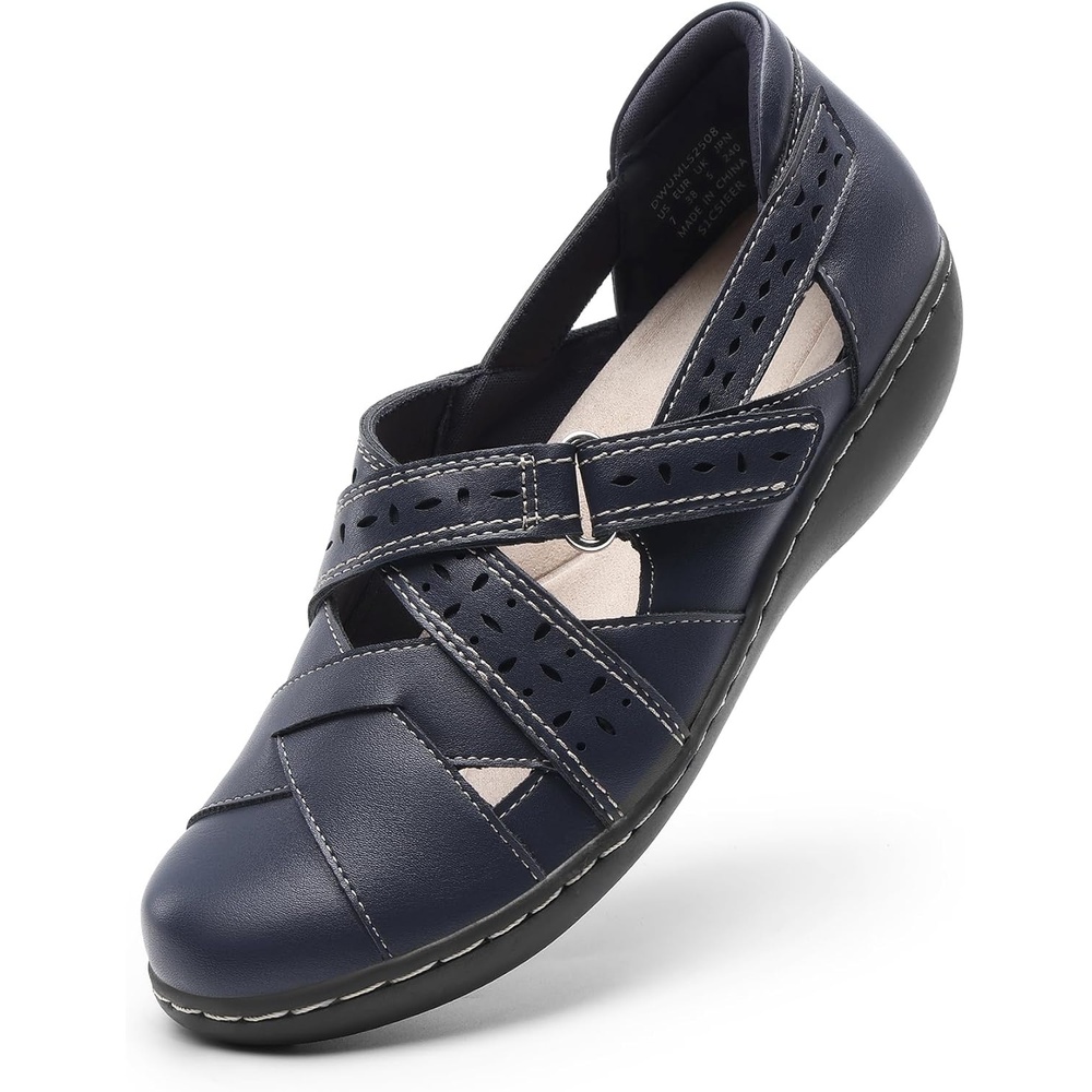 image:imageDREAM PAIRS Womens Loafers Slip On Comfortable Casual Orthopedic Walking Flats Work Shoes Closed Toe Sandals with Arch SupportNavy
