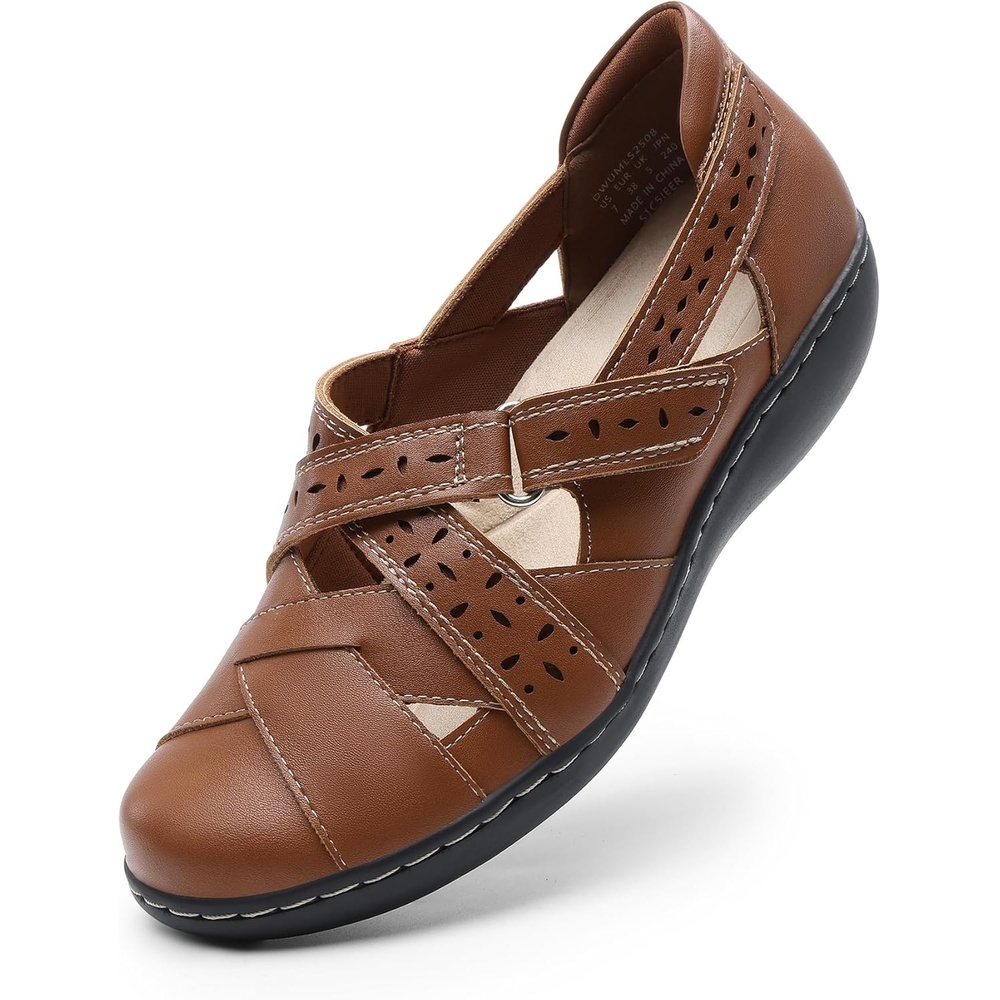 image:imageDREAM PAIRS Womens Loafers Slip On Comfortable Casual Orthopedic Walking Flats Work Shoes Closed Toe Sandals with Arch SupportTan
