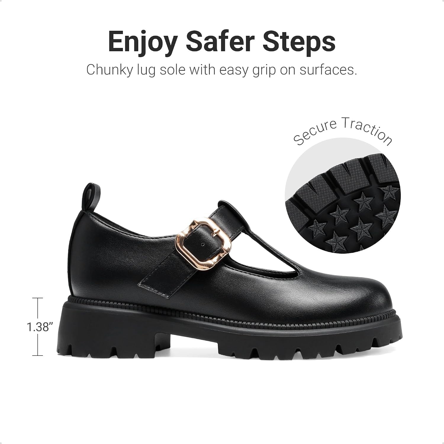 image:imageDREAM PAIRS Girls Mary Jane Dress Shoes School Uniform TStrap Loafers Platform Chunky Heel Closed Toe FlatsBlack