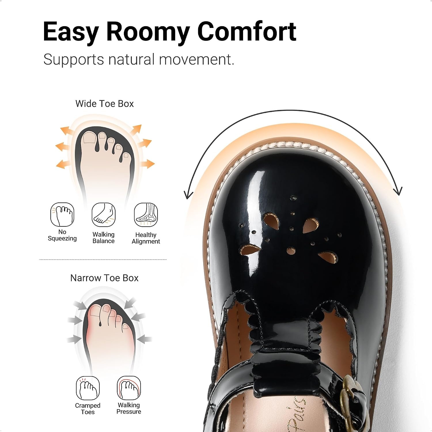 image:imageDREAM PAIRS Girls Mary Jane Shoes Toddler School Uniform Dress Shoes Wide Toe Ballet Flats for Little KidsAll Black