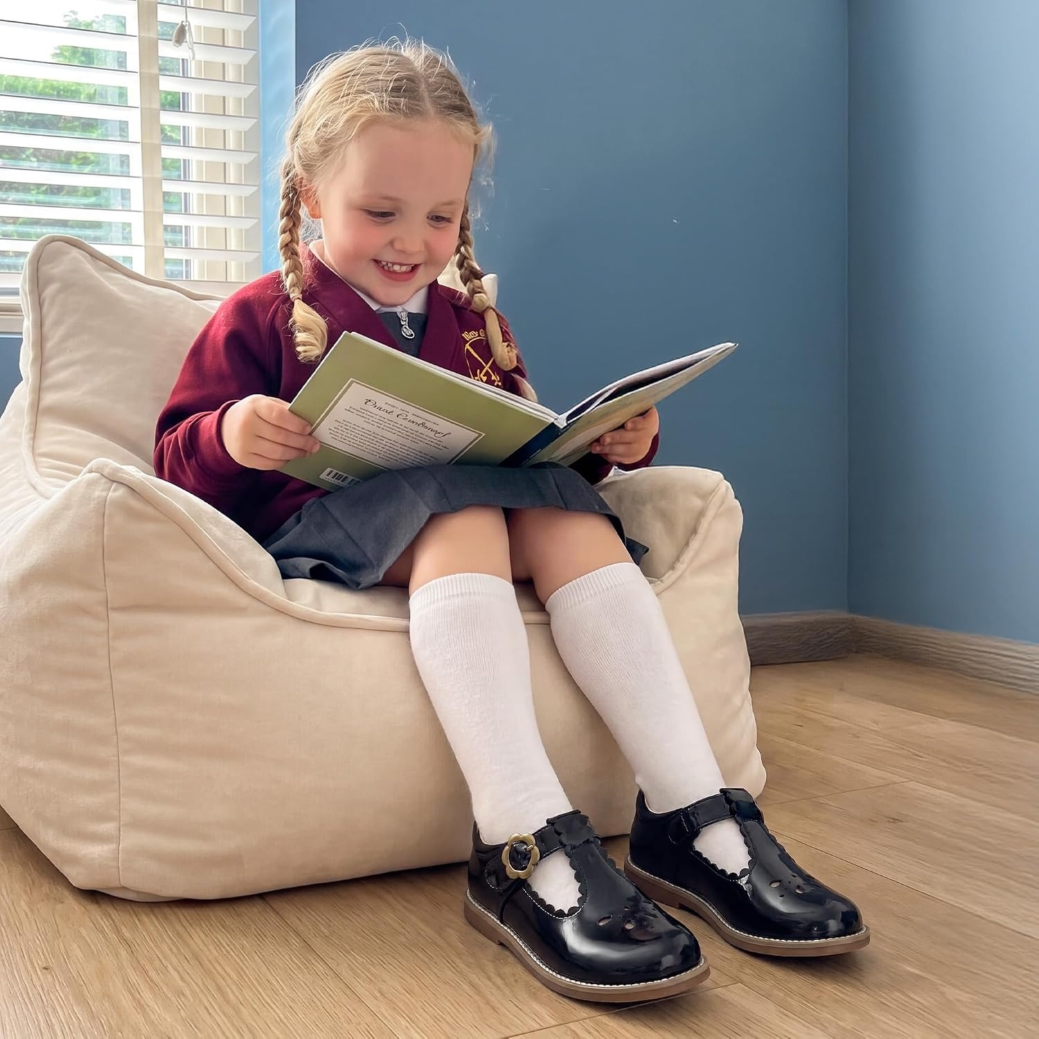 image:imageDREAM PAIRS Girls Mary Jane Shoes Toddler School Uniform Dress Shoes Wide Toe Ballet Flats for Little KidsAll Black