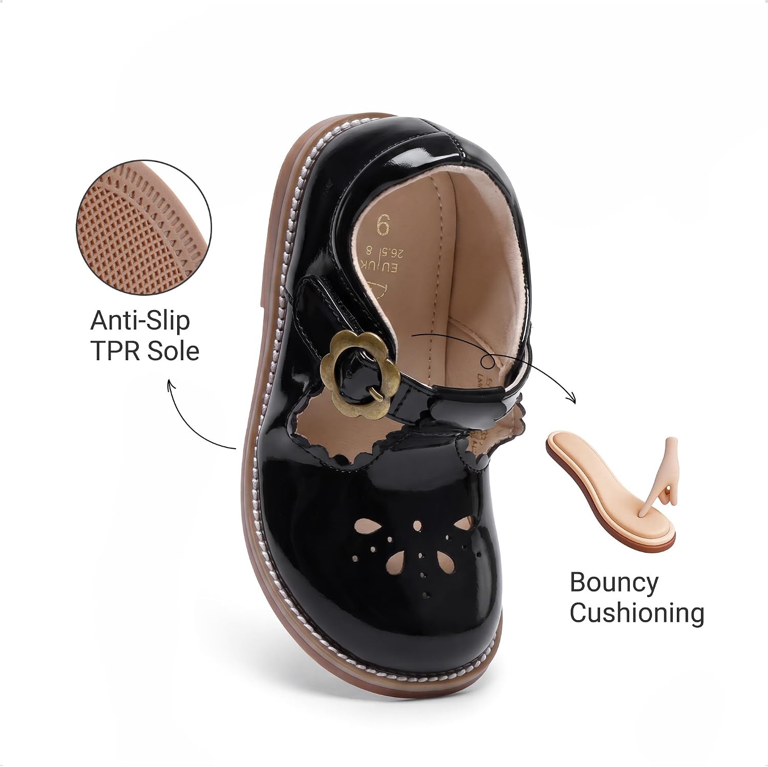 image:imageDREAM PAIRS Girls Mary Jane Shoes Toddler School Uniform Dress Shoes Wide Toe Ballet Flats for Little KidsAll Black