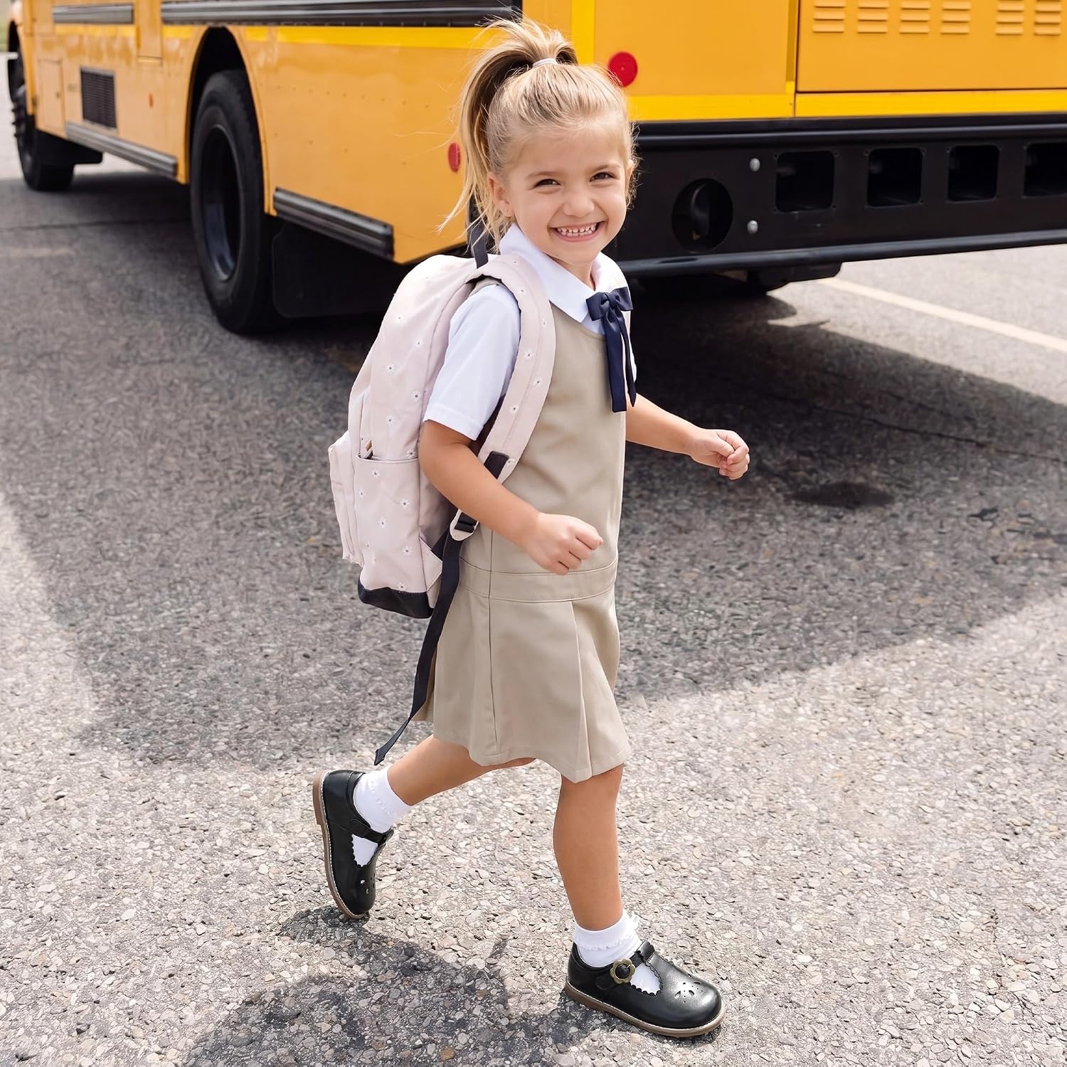 image:imageDREAM PAIRS Girls Mary Jane Shoes Toddler School Uniform Dress Shoes Wide Toe Ballet Flats for Little KidsBlack