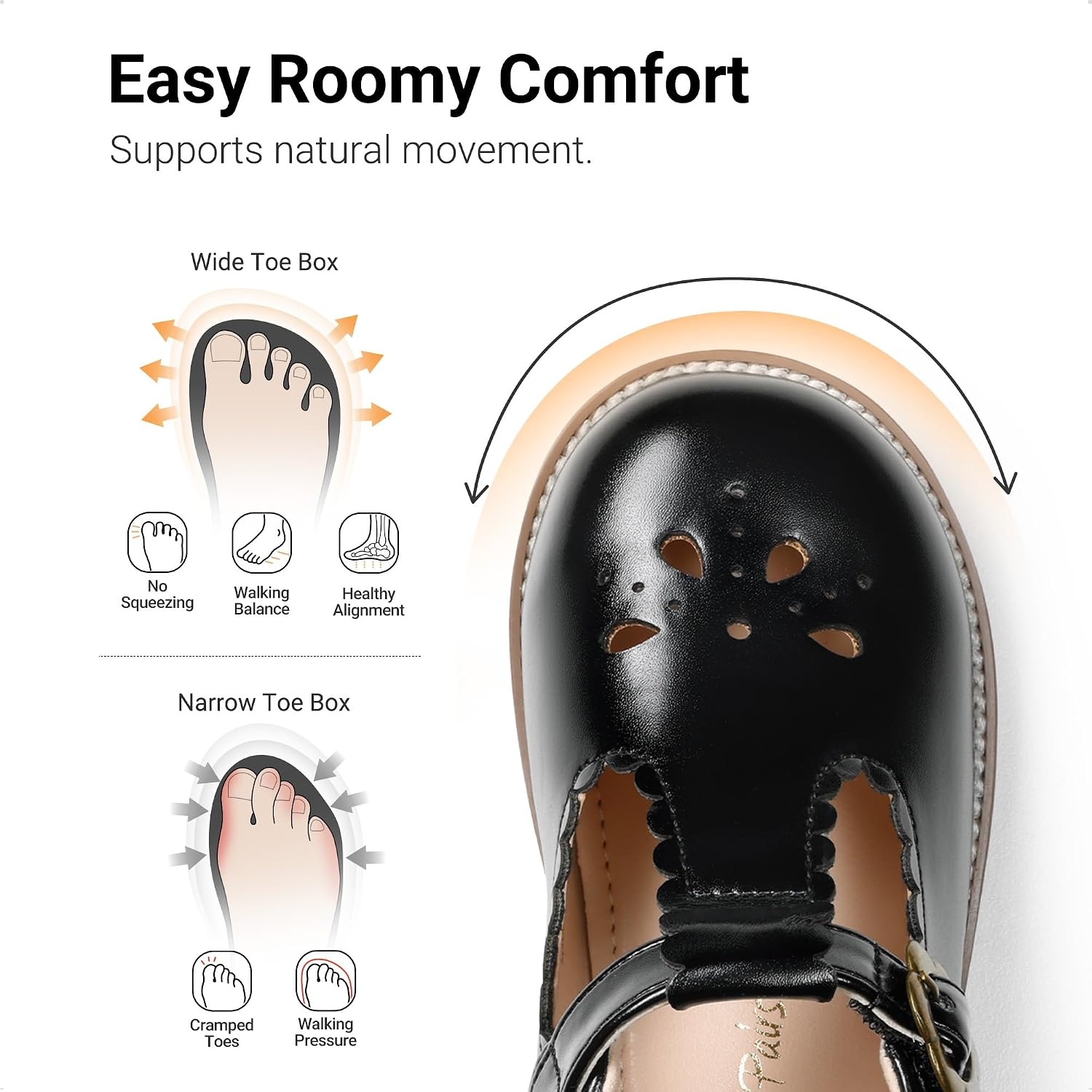 image:imageDREAM PAIRS Girls Mary Jane Shoes Toddler School Uniform Dress Shoes Wide Toe Ballet Flats for Little KidsBlack