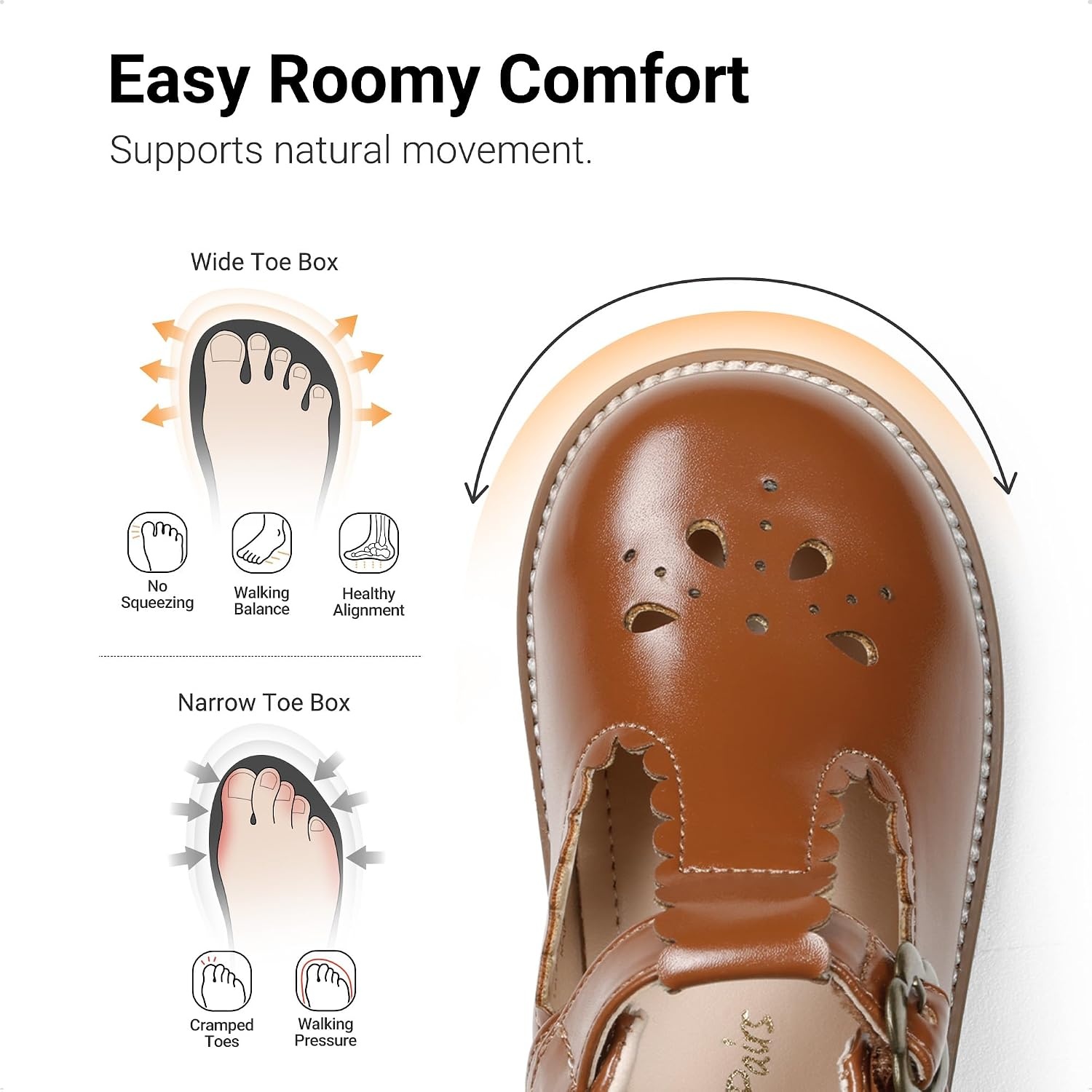 image:imageDREAM PAIRS Girls Mary Jane Shoes Toddler School Uniform Dress Shoes Wide Toe Ballet Flats for Little KidsBrown