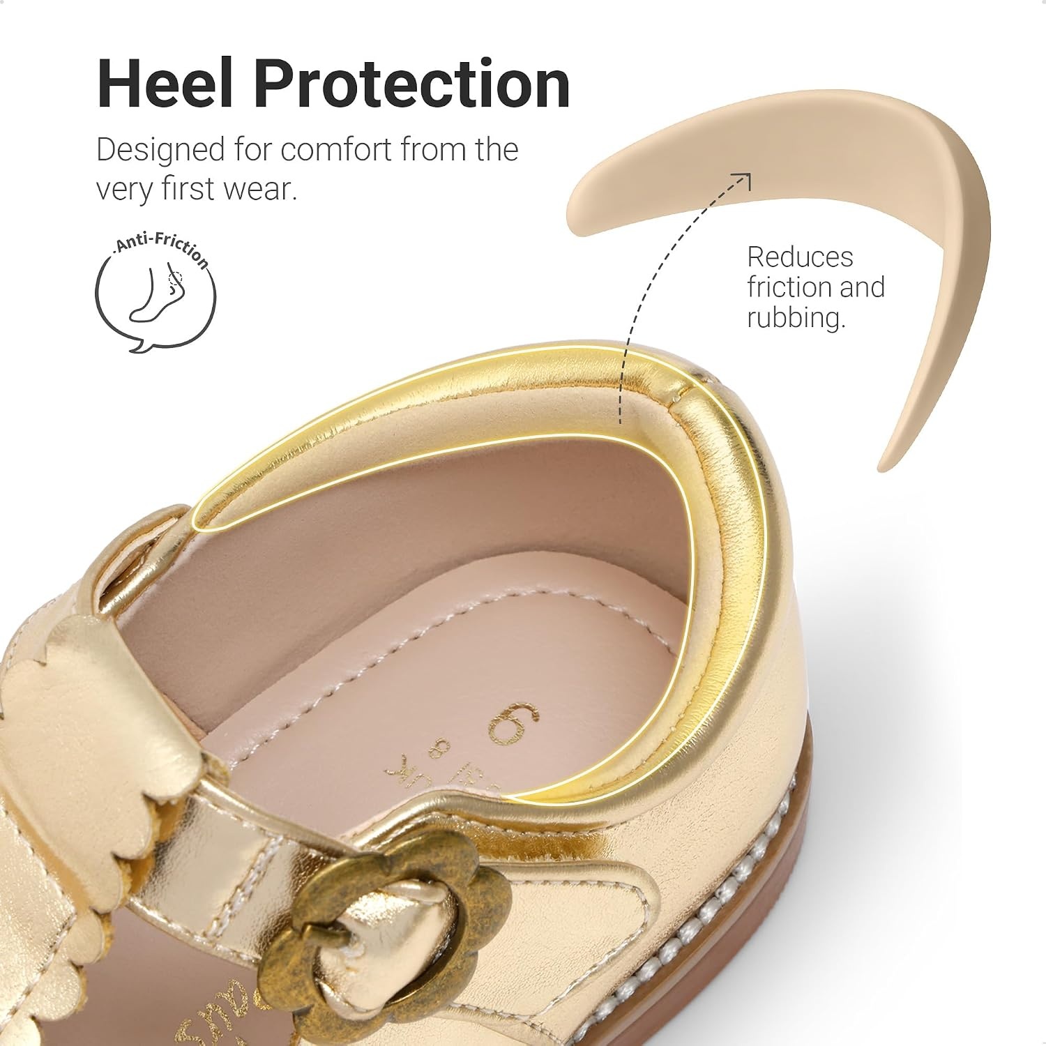 image:imageDREAM PAIRS Girls Mary Jane Shoes Toddler School Uniform Dress Shoes Wide Toe Ballet Flats for Little KidsGold