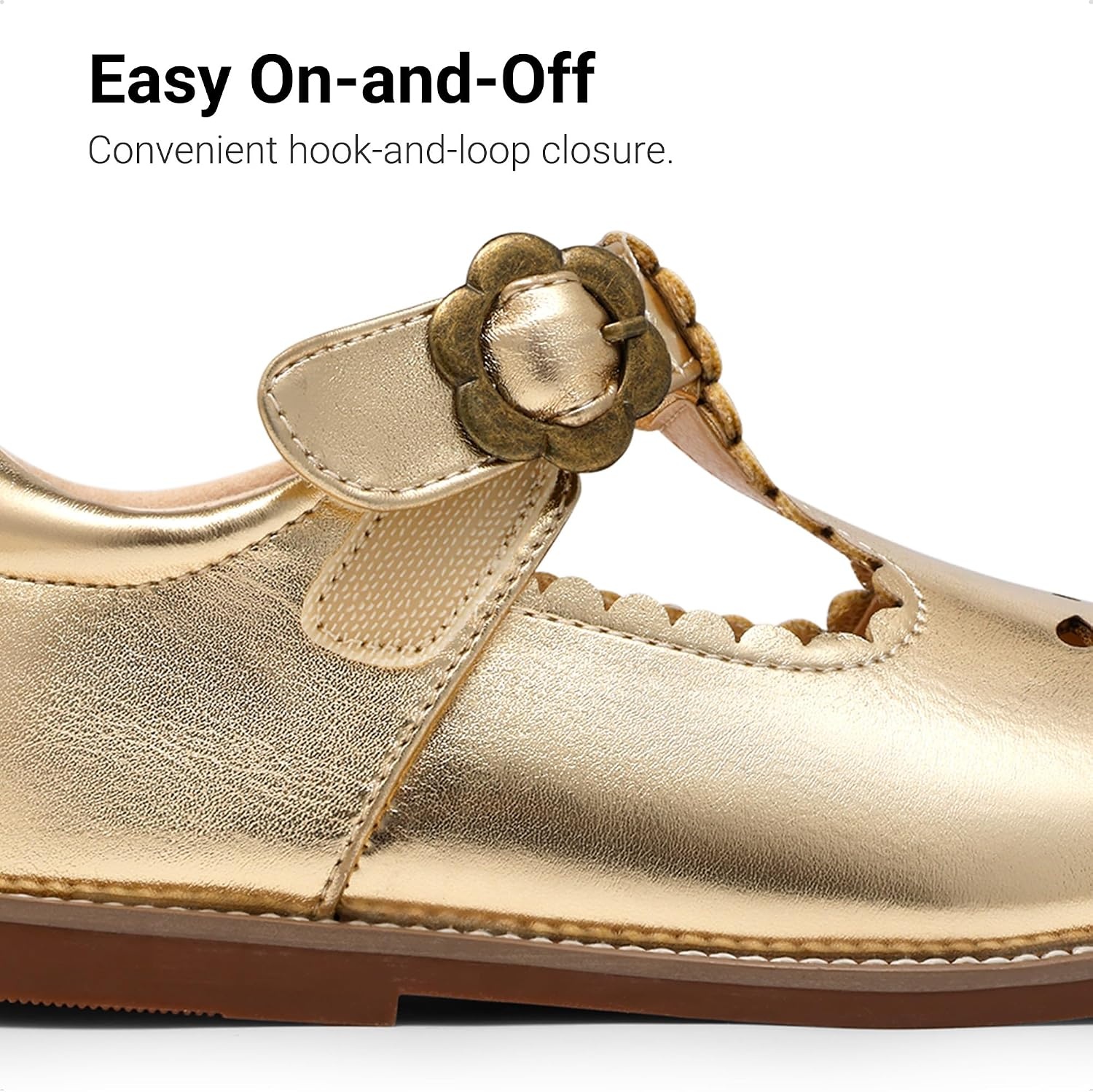 image:imageDREAM PAIRS Girls Mary Jane Shoes Toddler School Uniform Dress Shoes Wide Toe Ballet Flats for Little KidsGold