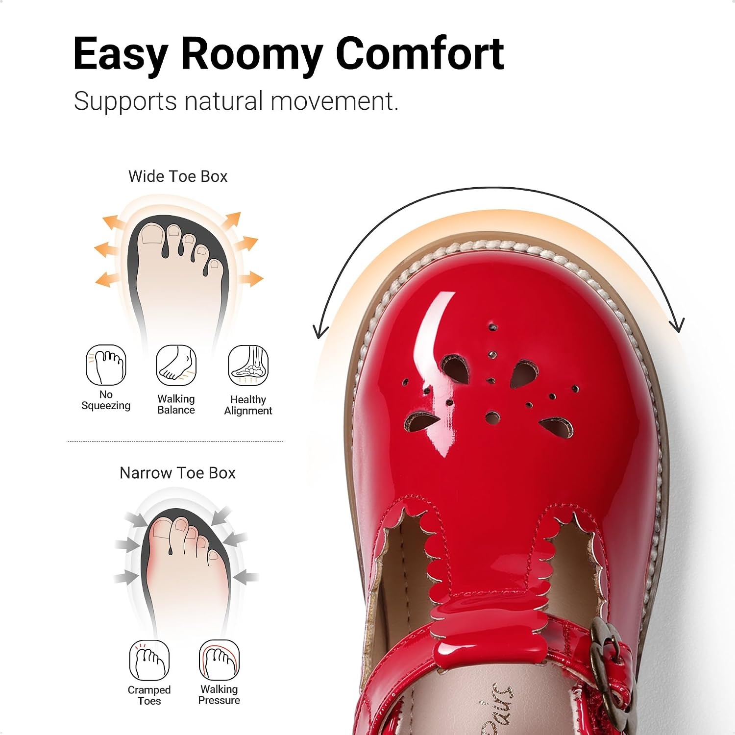 image:imageDREAM PAIRS Girls Mary Jane Shoes Toddler School Uniform Dress Shoes Wide Toe Ballet Flats for Little KidsRed