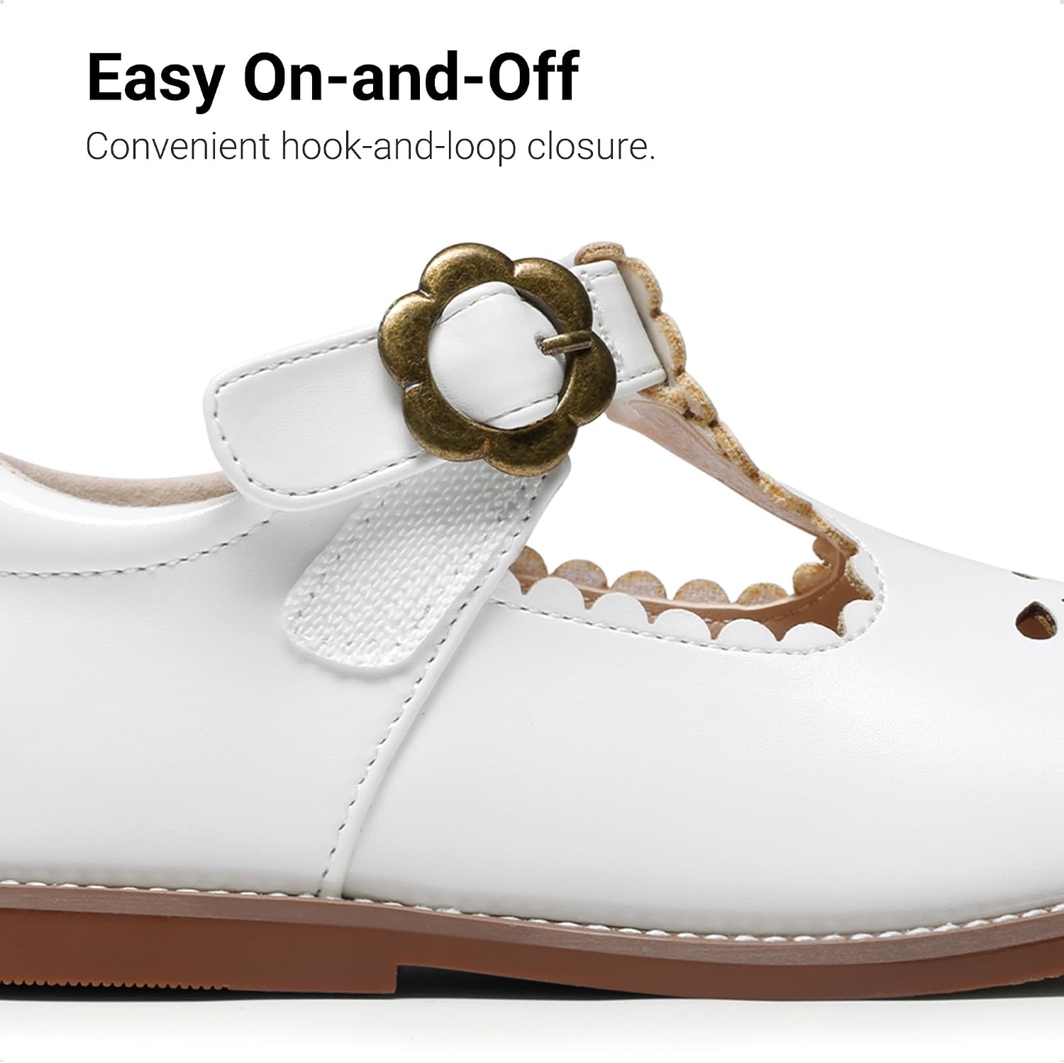image:imageDREAM PAIRS Girls Mary Jane Shoes Toddler School Uniform Dress Shoes Wide Toe Ballet Flats for Little KidsWhite
